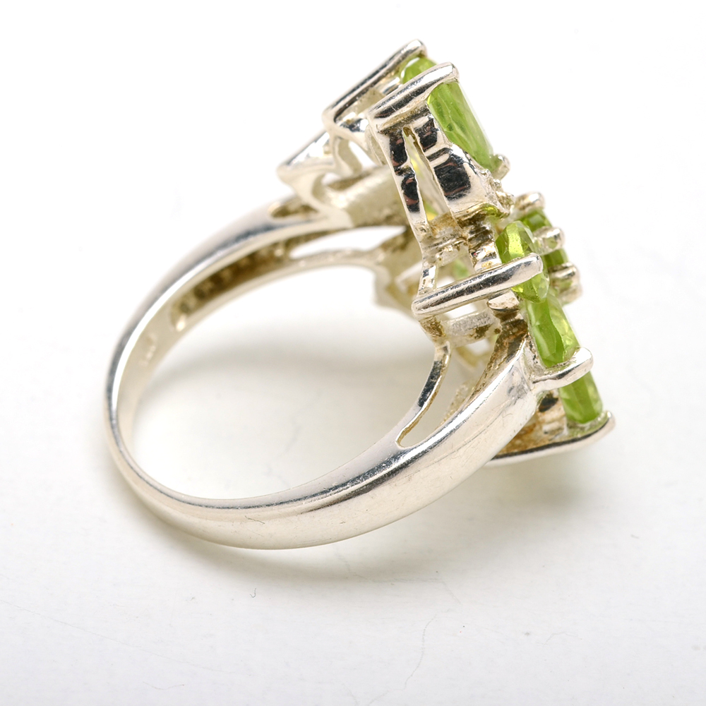 Group of Sterling Silver Jewelry Including a Peridot Ring