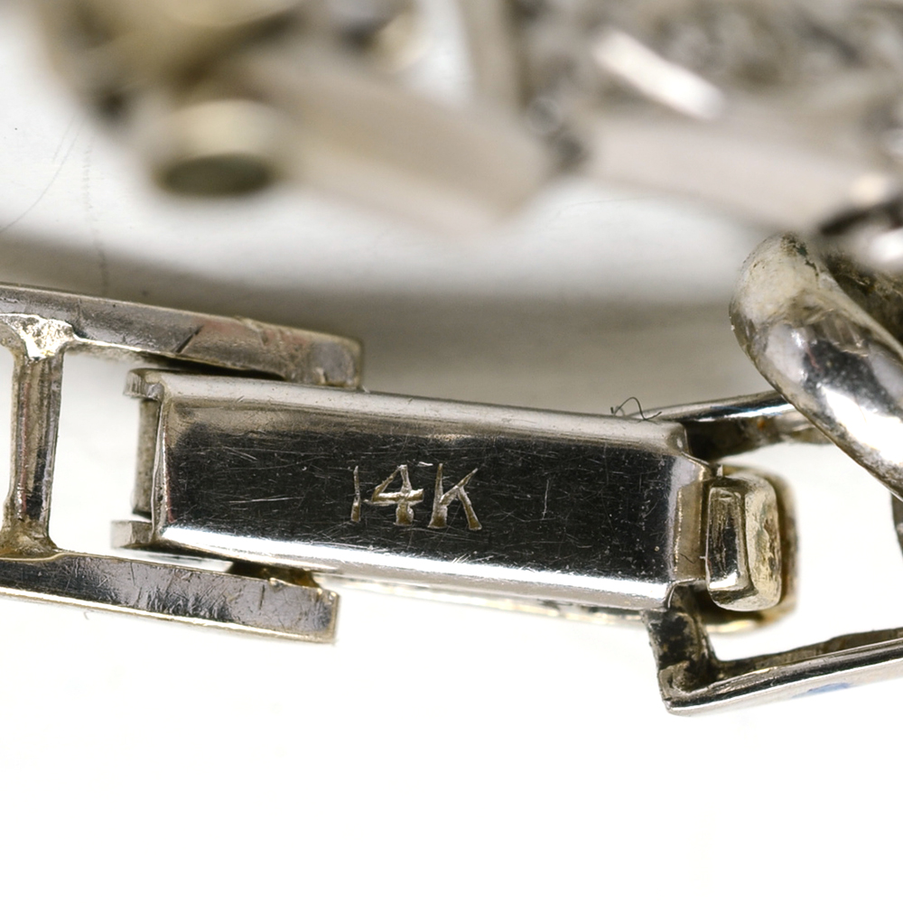 Women's Art Deco Hamilton 14K White Gold Diamond Watch Bracelet