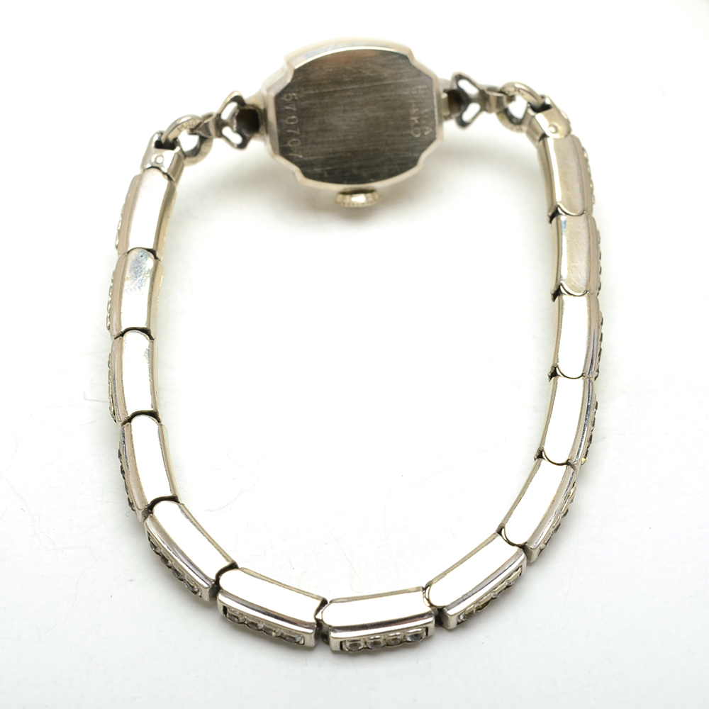 Women's Vintage Bulova 14K White Gold Diamond Watch Bracelet