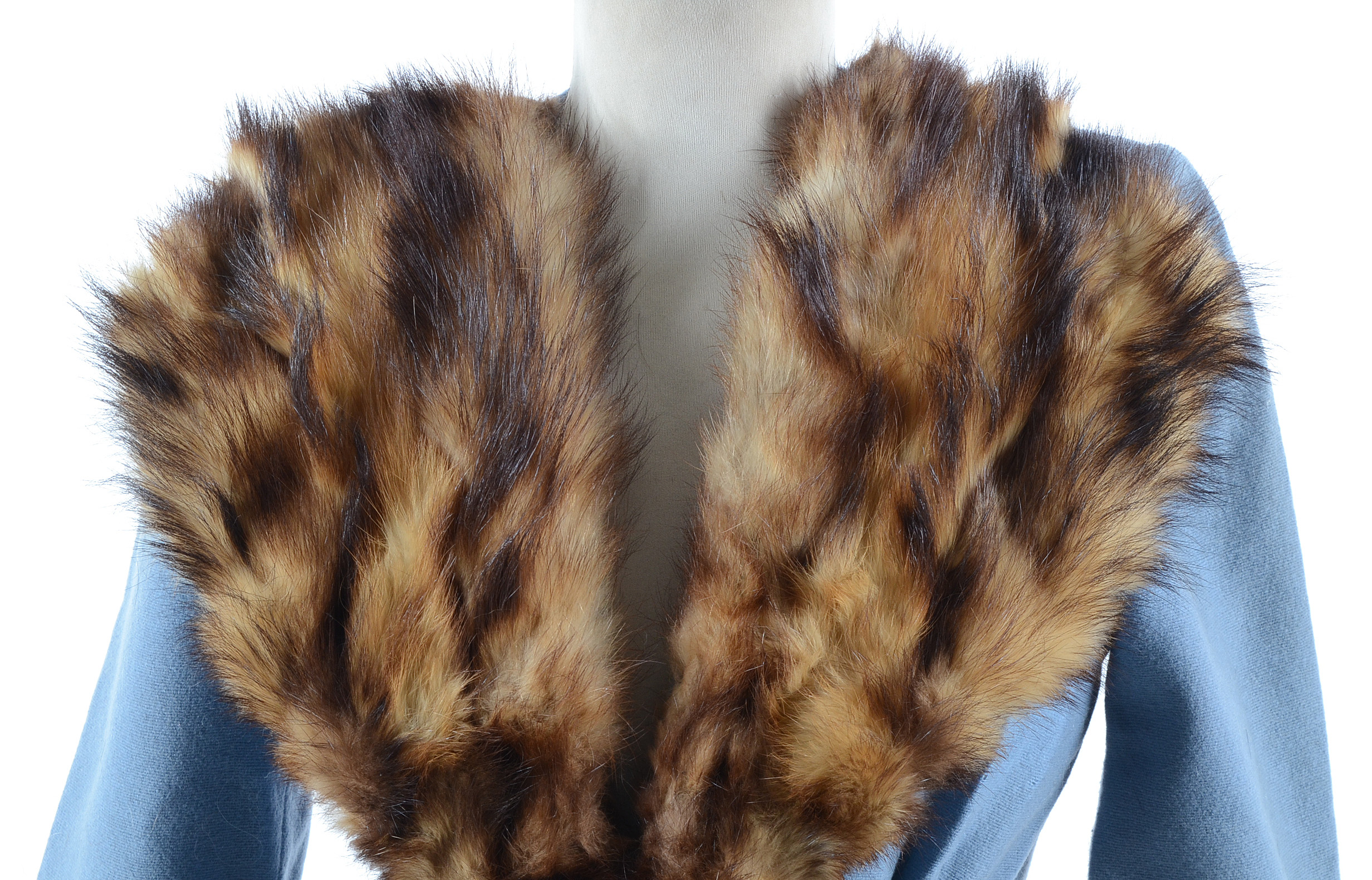 Circa 1940s Blue Blazer with Fitch Fur Trim