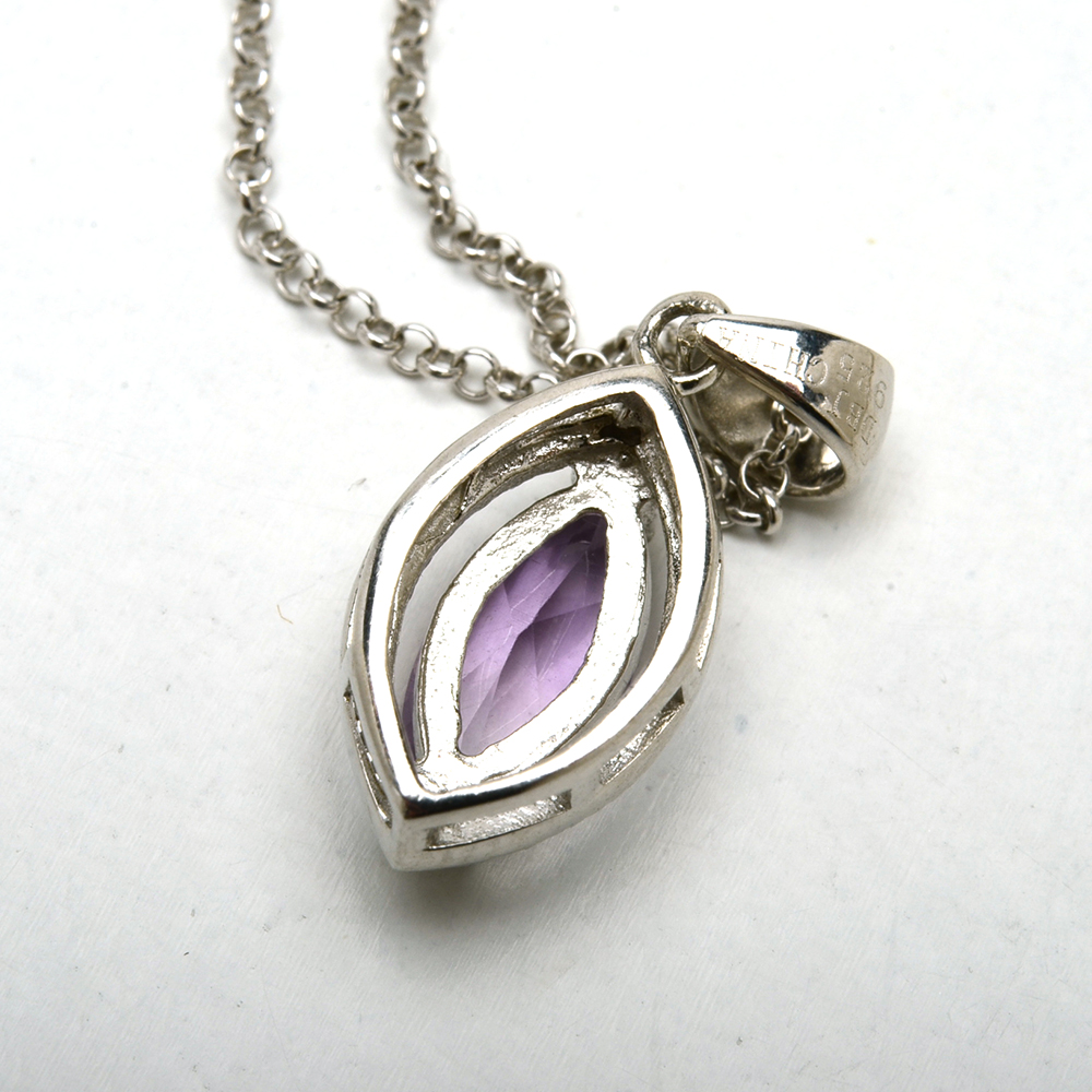 Sterling Silver Amethyst White Topaz Ring and Amethyst Necklace