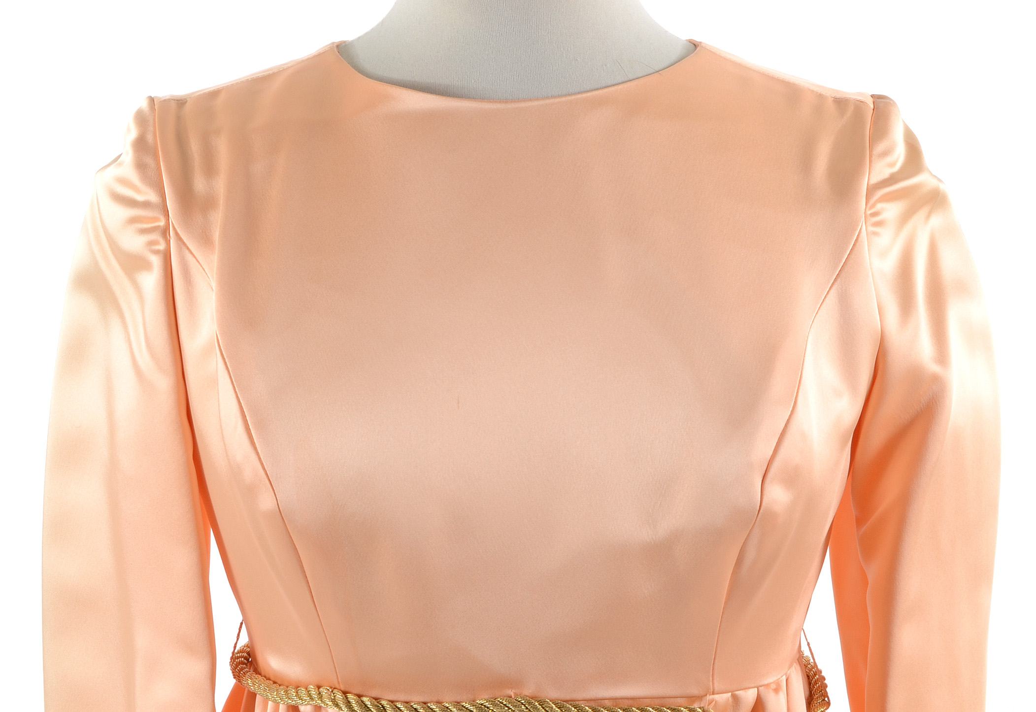 1960s Embellished Satin Maxi Dress