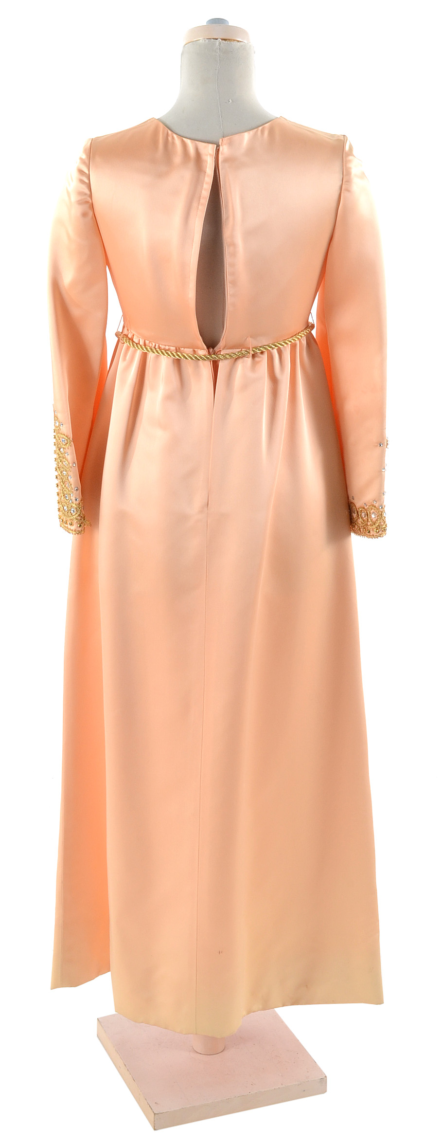 1960s Embellished Satin Maxi Dress