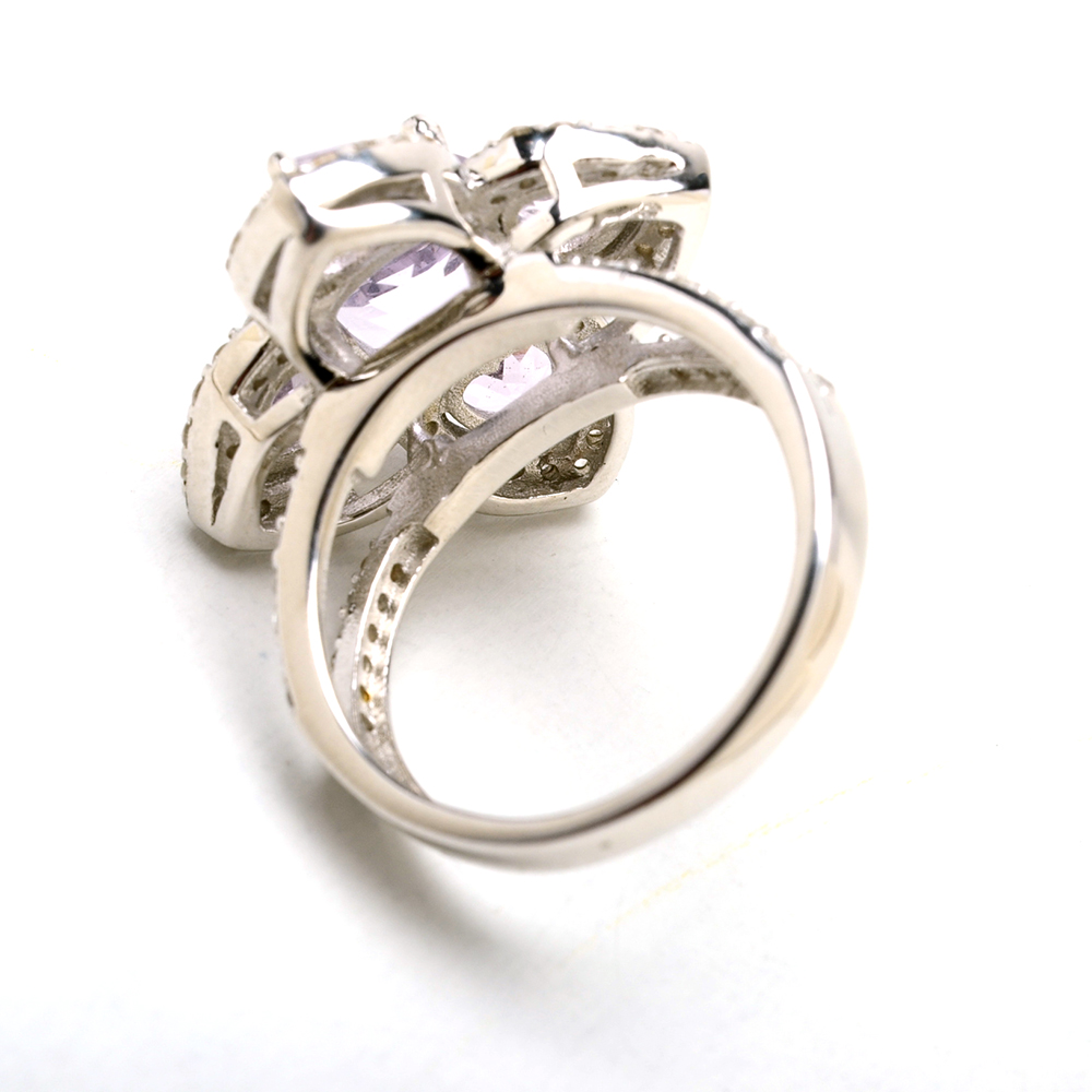 Sterling Silver Amethyst White Topaz Ring and Amethyst Necklace