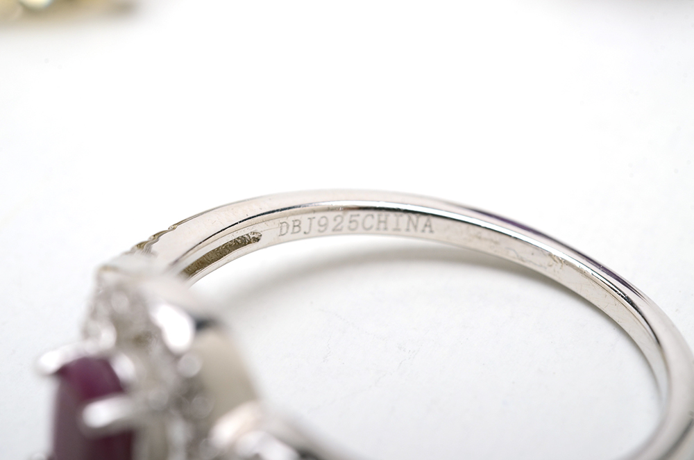 Three Sterling Silver Rings with Semi-Precious Gemstones