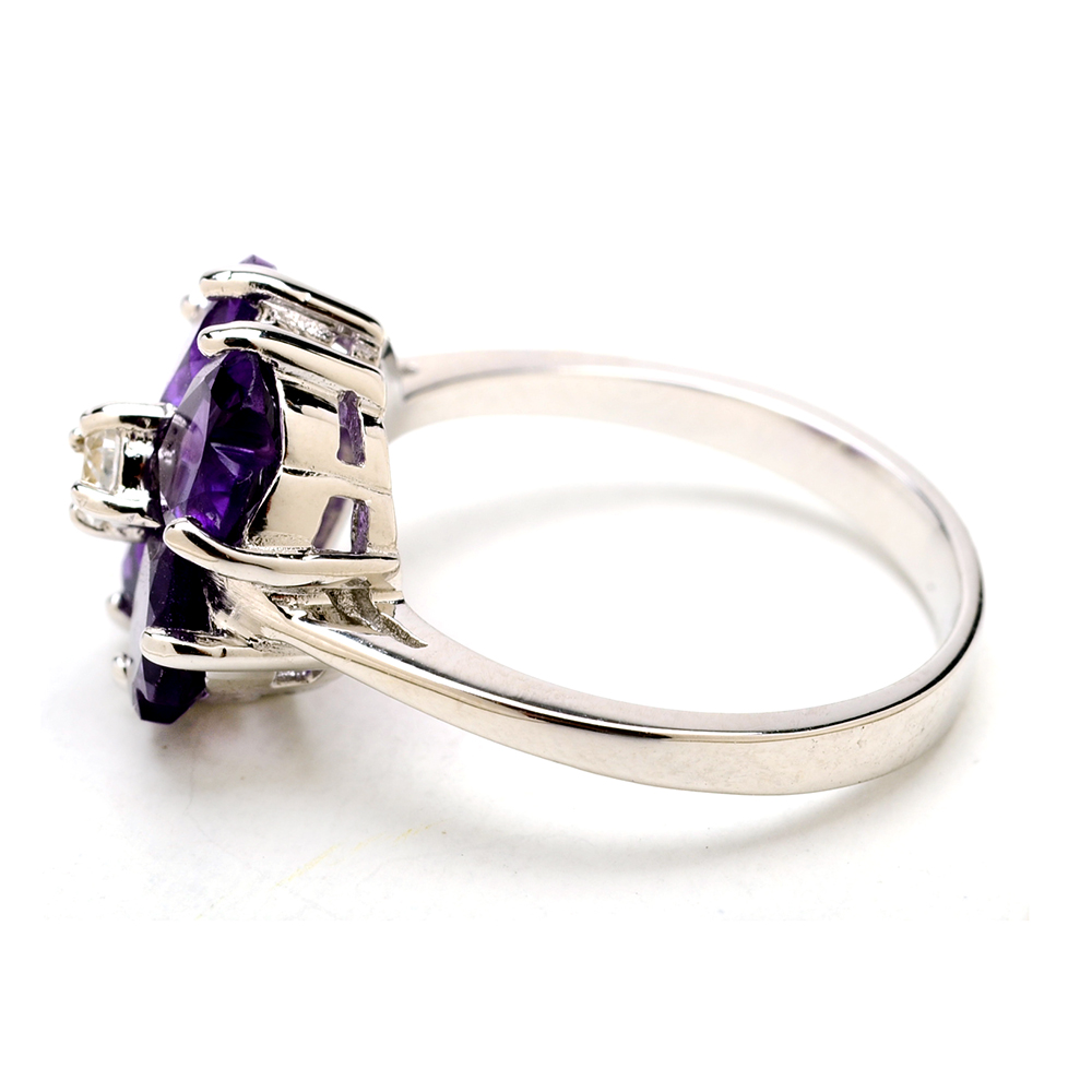 Three Sterling Silver Rings with Semi-Precious Gemstones