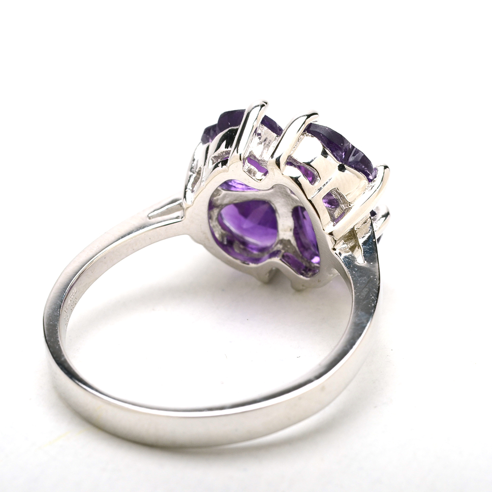 Three Sterling Silver Rings with Semi-Precious Gemstones