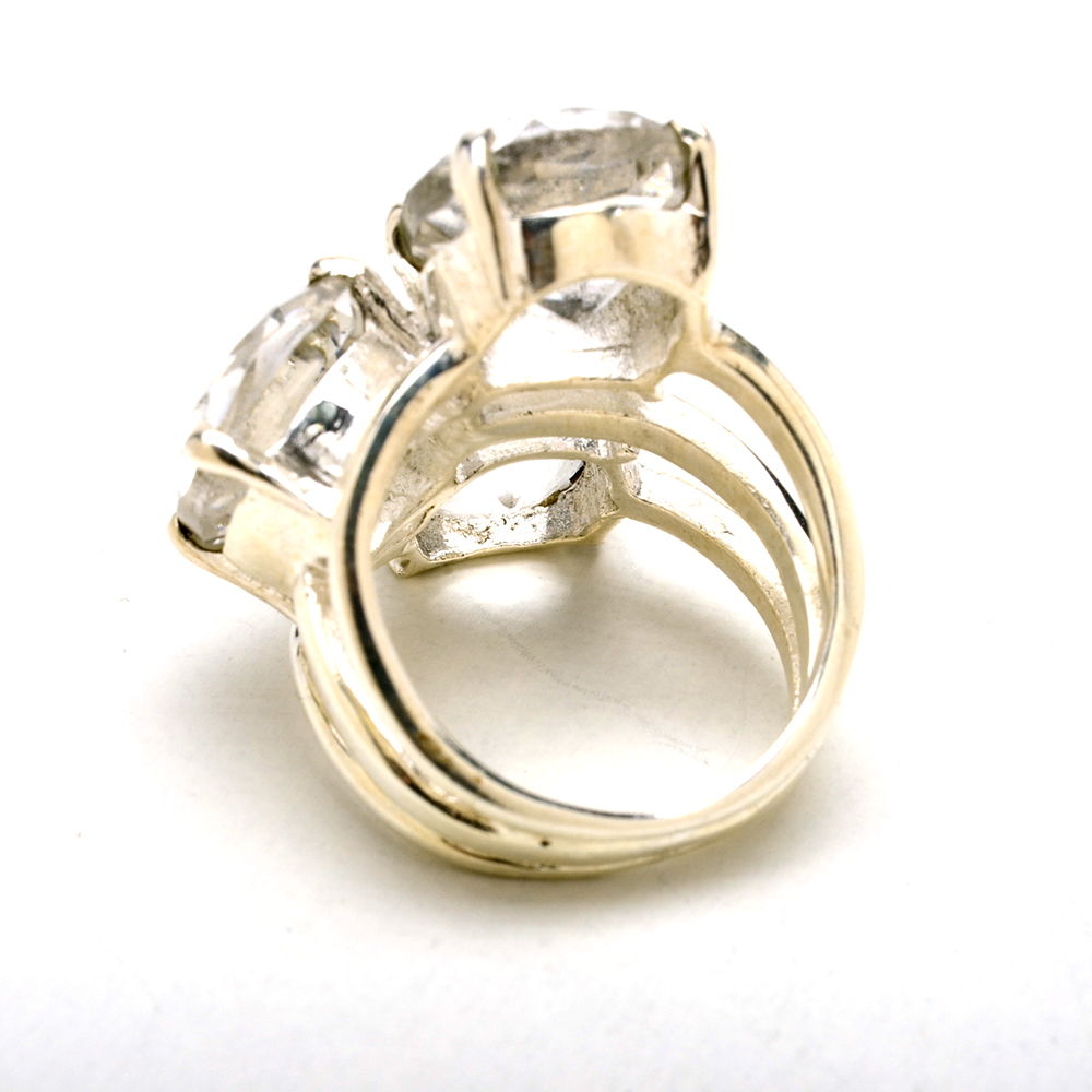 Three Sterling Silver Rings with Semi-Precious Gemstones