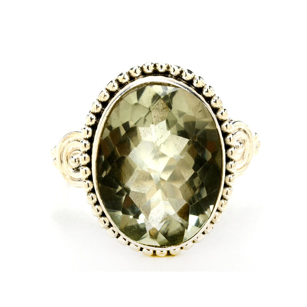 Three Sterling Silver Rings with Semi-Precious Gemstones