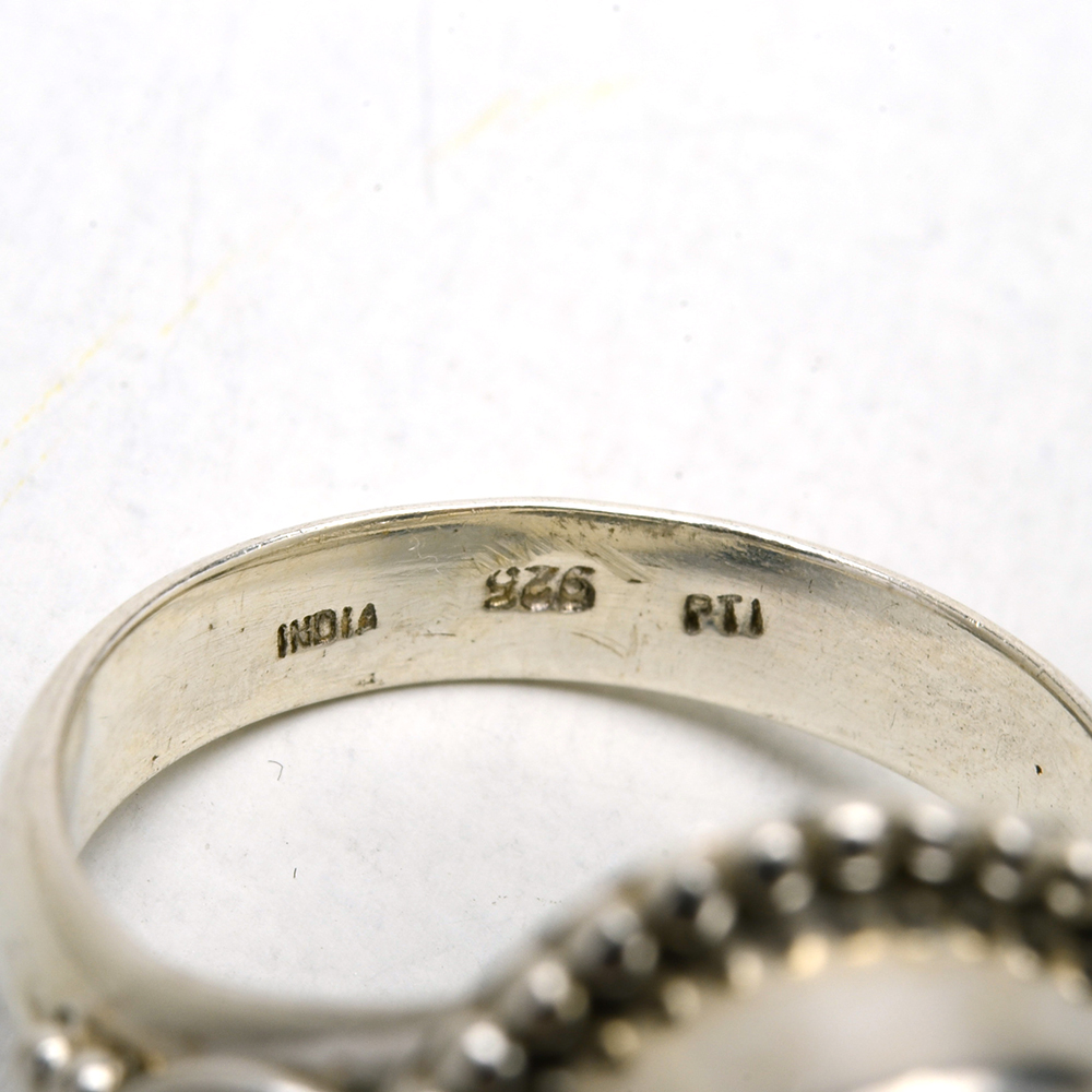 Three Sterling Silver Rings with Semi-Precious Gemstones