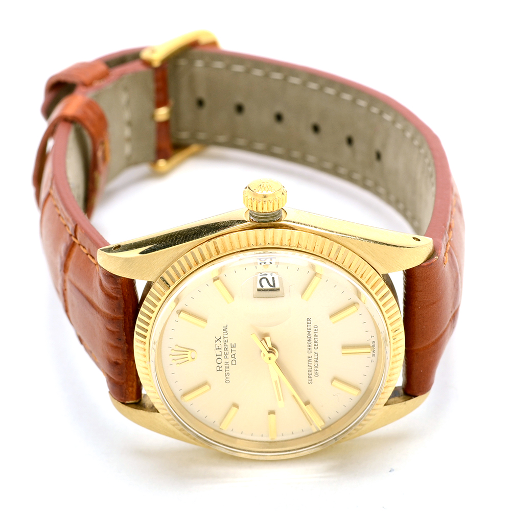 Men's Rolex Perpetual Date Solid 14K Yellow Gold 34 mm Automatic