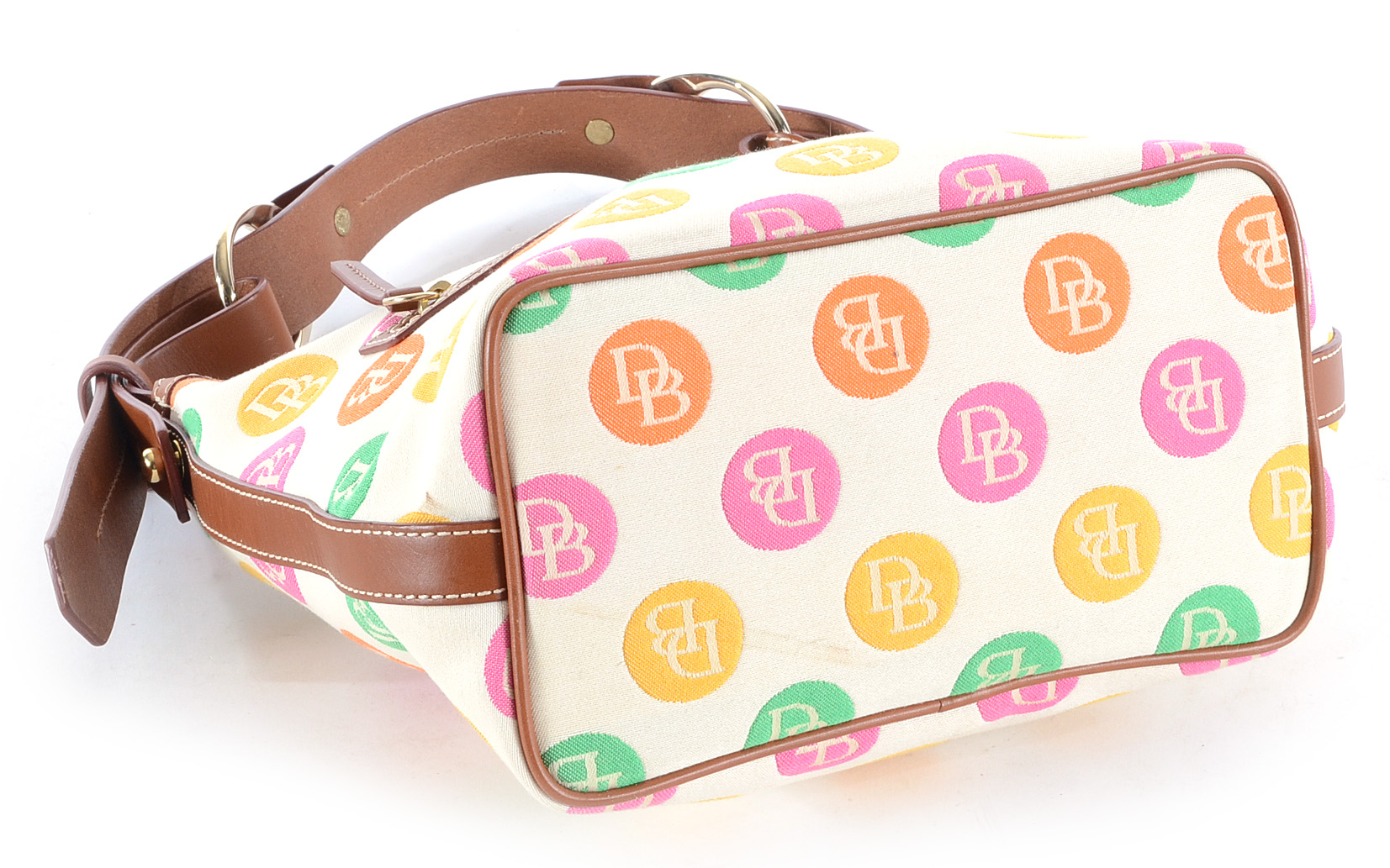 Dooney & Bourke Leather Trimmed Logo Jacquard Shoulder Bag