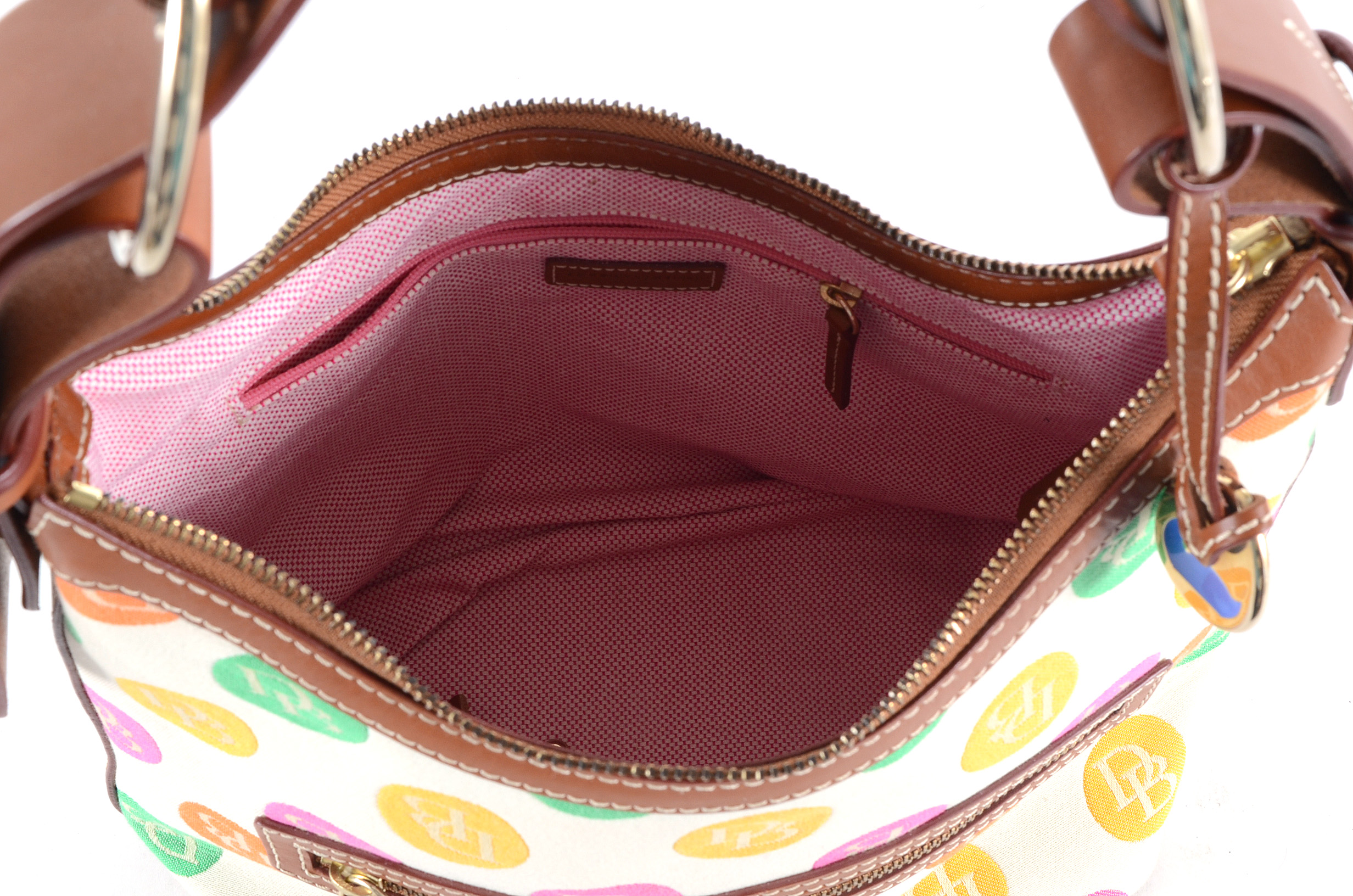 Dooney & Bourke Leather Trimmed Logo Jacquard Shoulder Bag