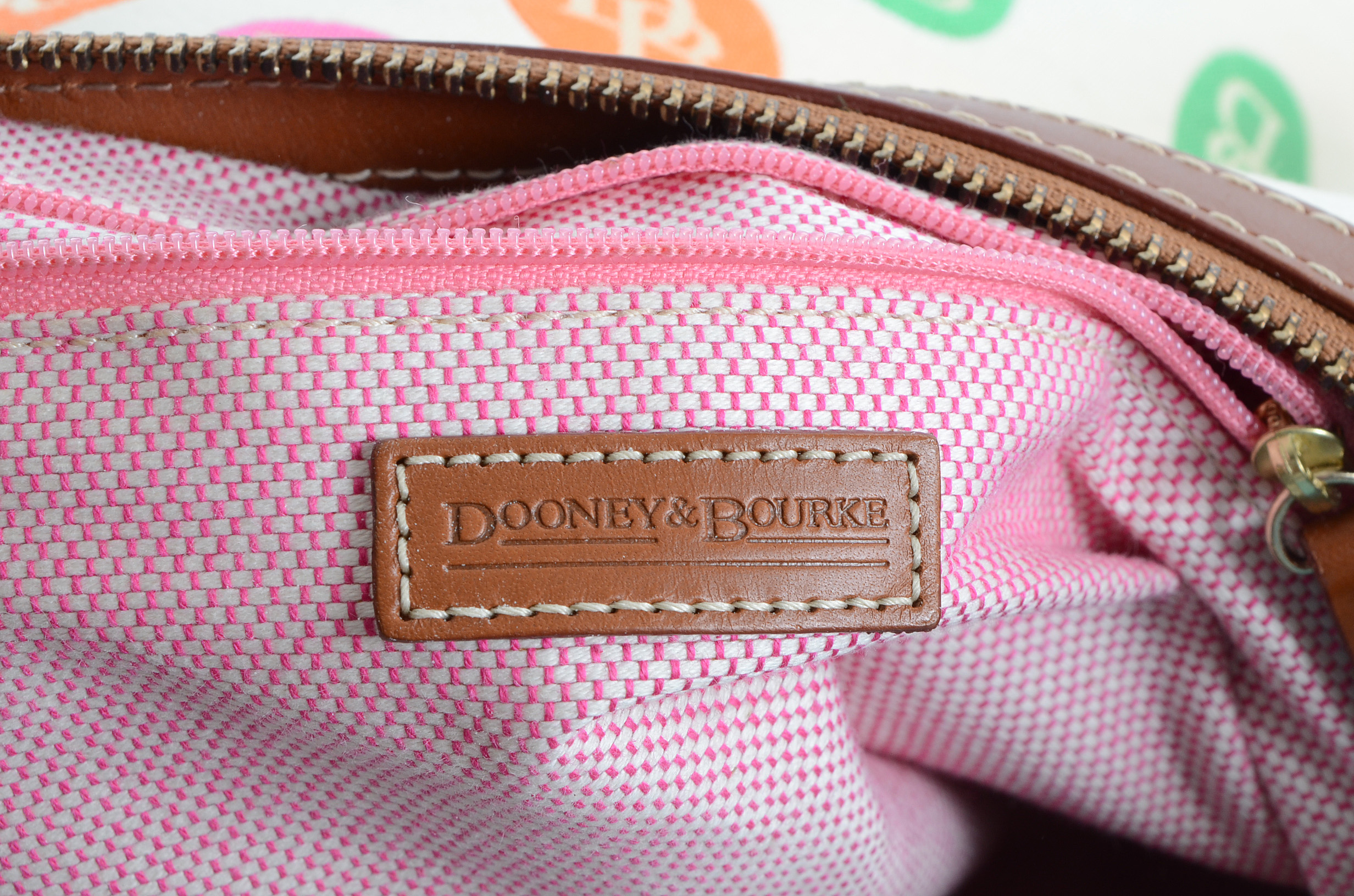 Dooney & Bourke Leather Trimmed Logo Jacquard Shoulder Bag