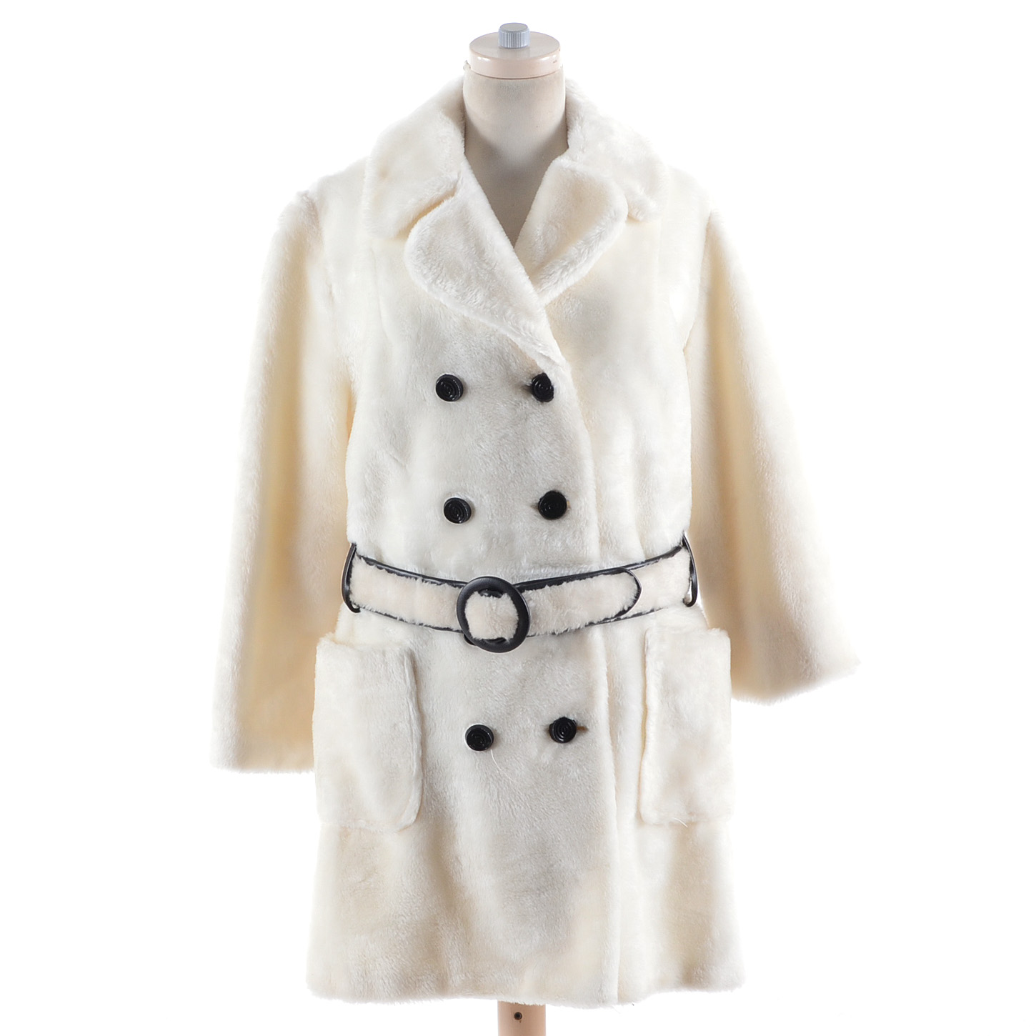 Circa 1960s White Faux Fur Coat
