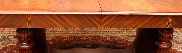 Art Deco-Inspired Burl Veneer and Inlaid Marquetry Dining Table