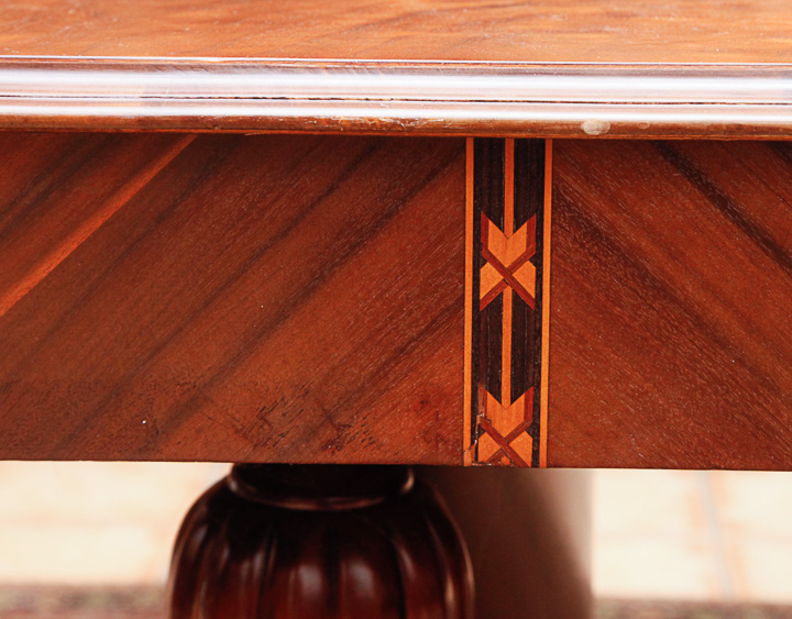 Art Deco-Inspired Burl Veneer and Inlaid Marquetry Dining Table