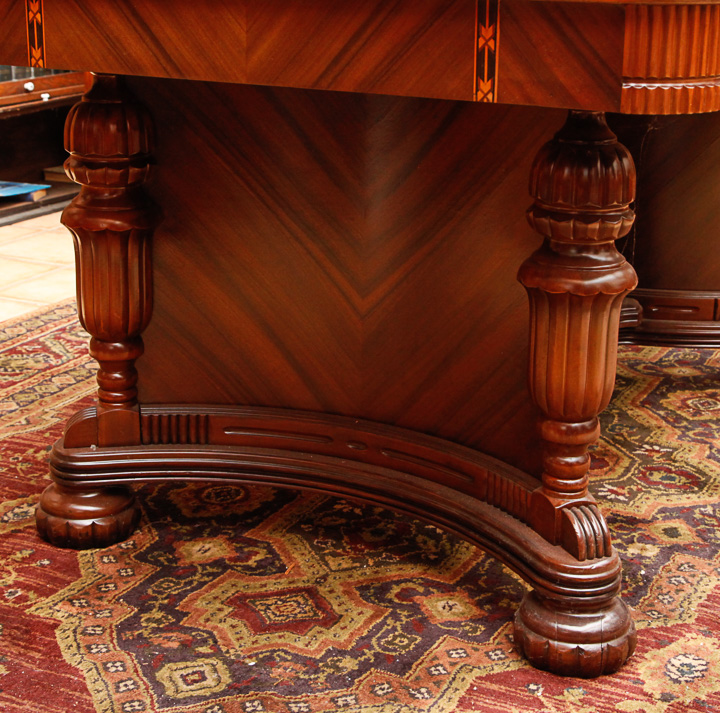 Art Deco-Inspired Burl Veneer and Inlaid Marquetry Dining Table