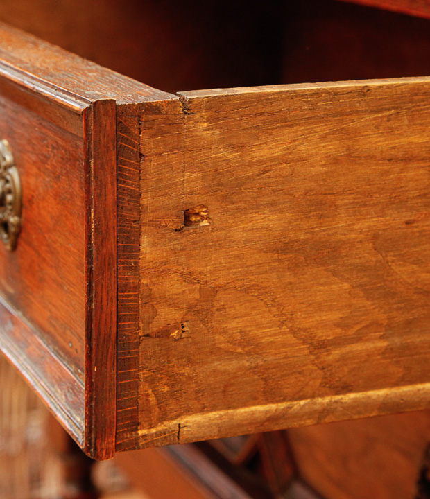 Antique English Red Oak Jacobean Revival Slant Lid Secretary