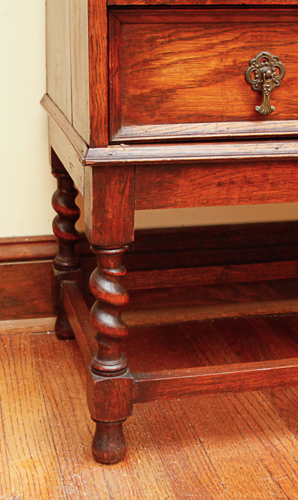 Antique English Red Oak Jacobean Revival Slant Lid Secretary