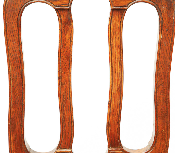 Louis XV-Style Oak Chairs with Rush Seats