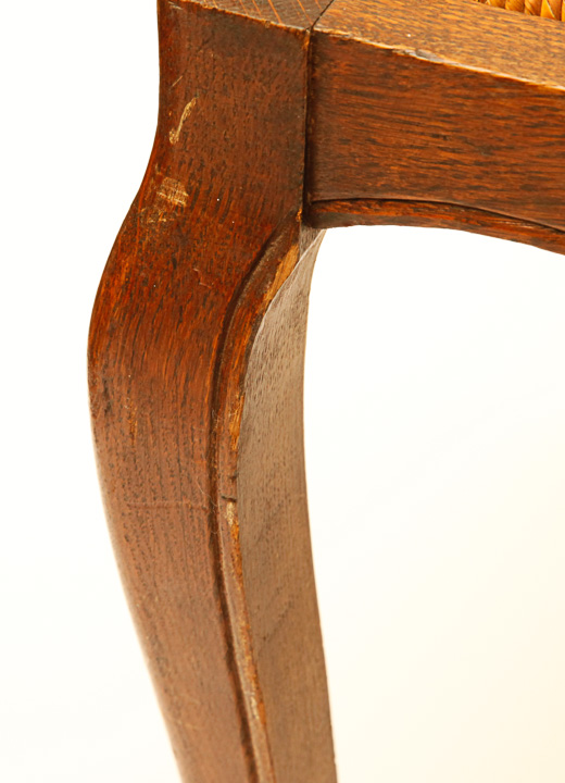 Louis XV-Style Oak Chairs with Rush Seats