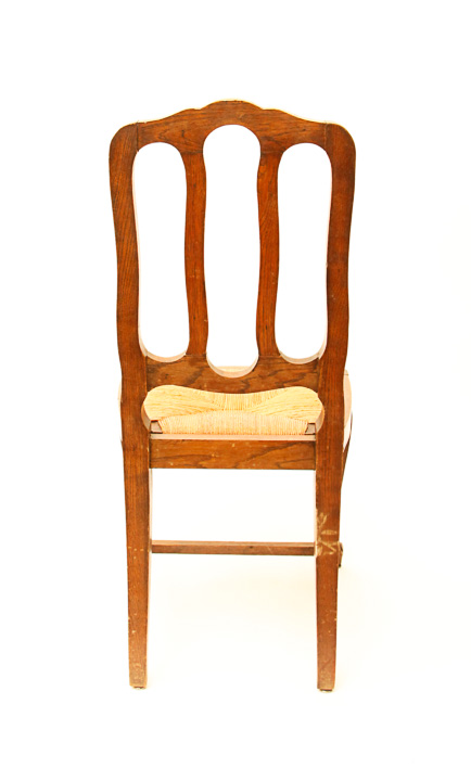 Louis XV-Style Oak Chairs with Rush Seats