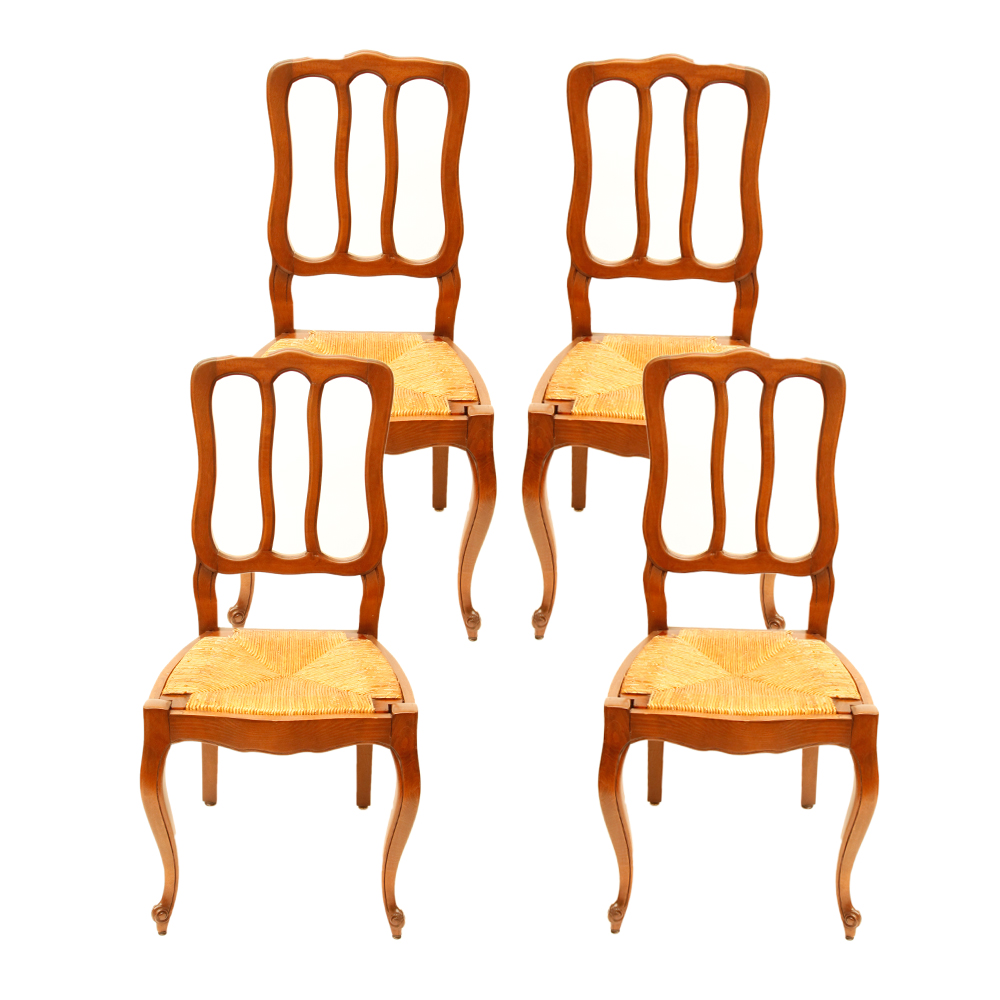 Louis XV-Style Rush Seat Chairs