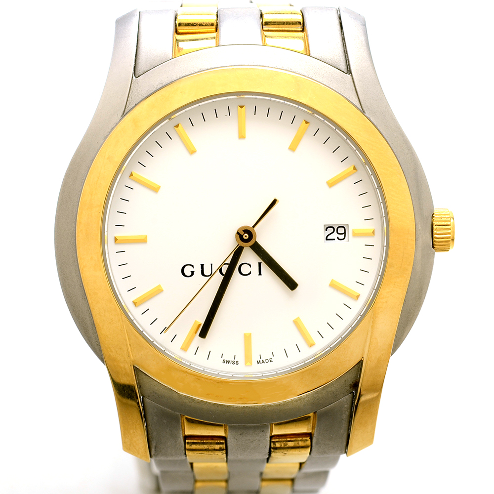 Men's Gucci Luxury Fashion Two Tone Swiss Made Steel Quartz Watch