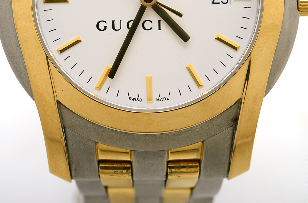 Men's Gucci Luxury Fashion Two Tone Swiss Made Steel Quartz Watch