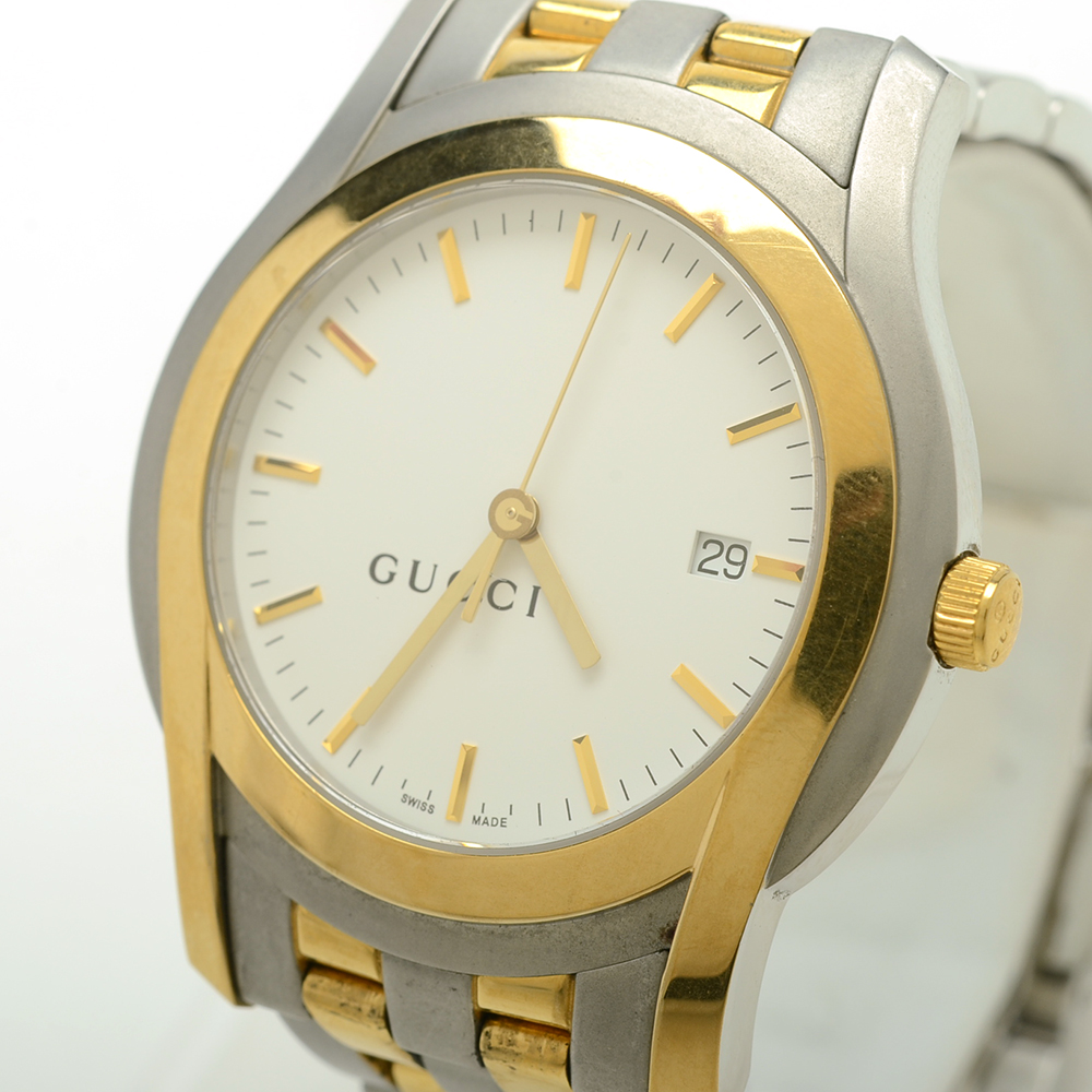 Men's Gucci Luxury Fashion Two Tone Swiss Made Steel Quartz Watch