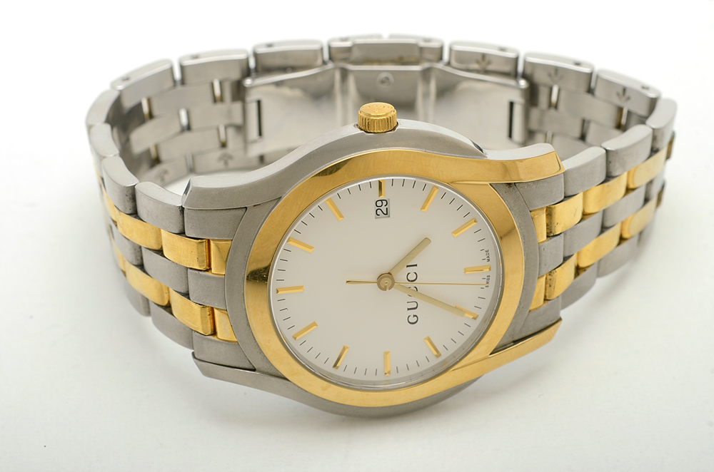 Men's Gucci Luxury Fashion Two Tone Swiss Made Steel Quartz Watch