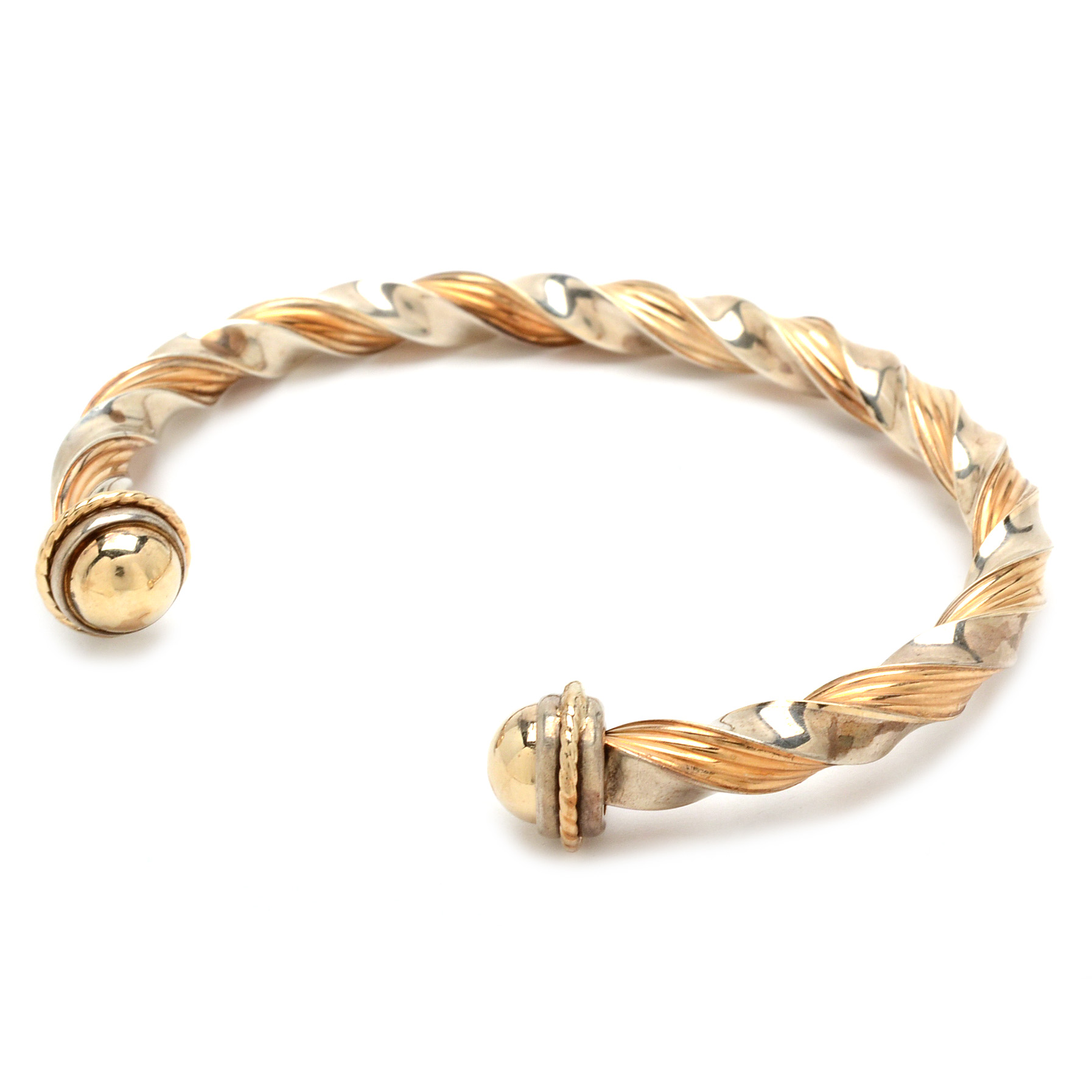 Peter Brams Designs Sterling and 14K Yellow Gold Bangle Bracelet