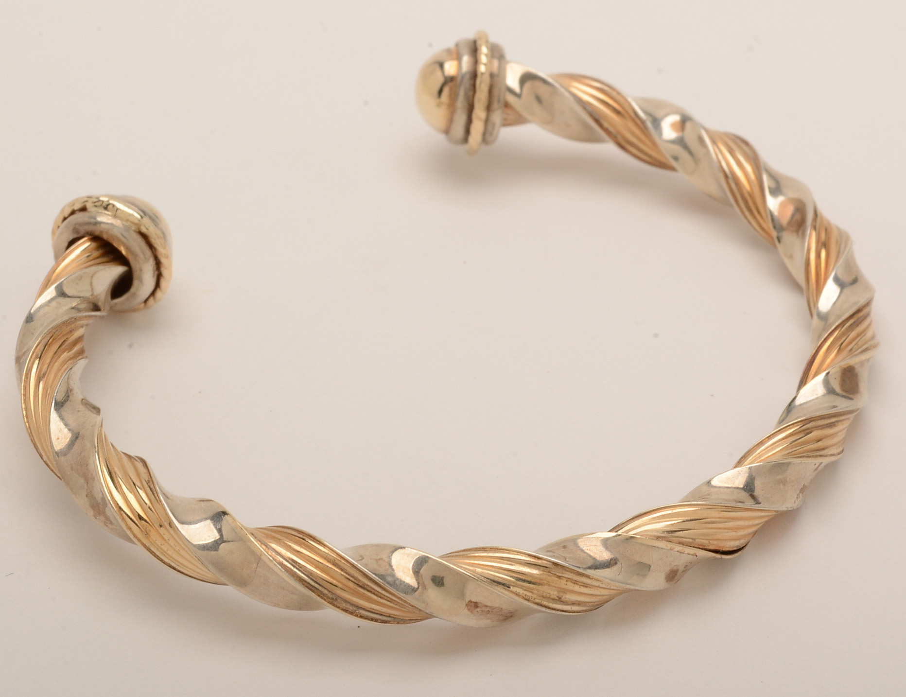 Peter Brams Designs Sterling and 14K Yellow Gold Bangle Bracelet