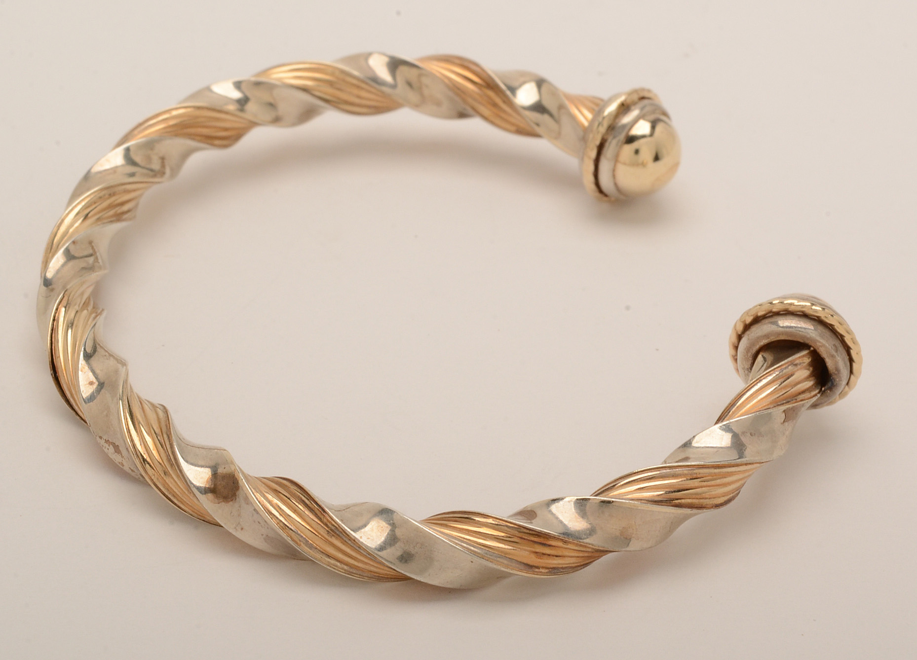 Peter Brams Designs Sterling and 14K Yellow Gold Bangle Bracelet