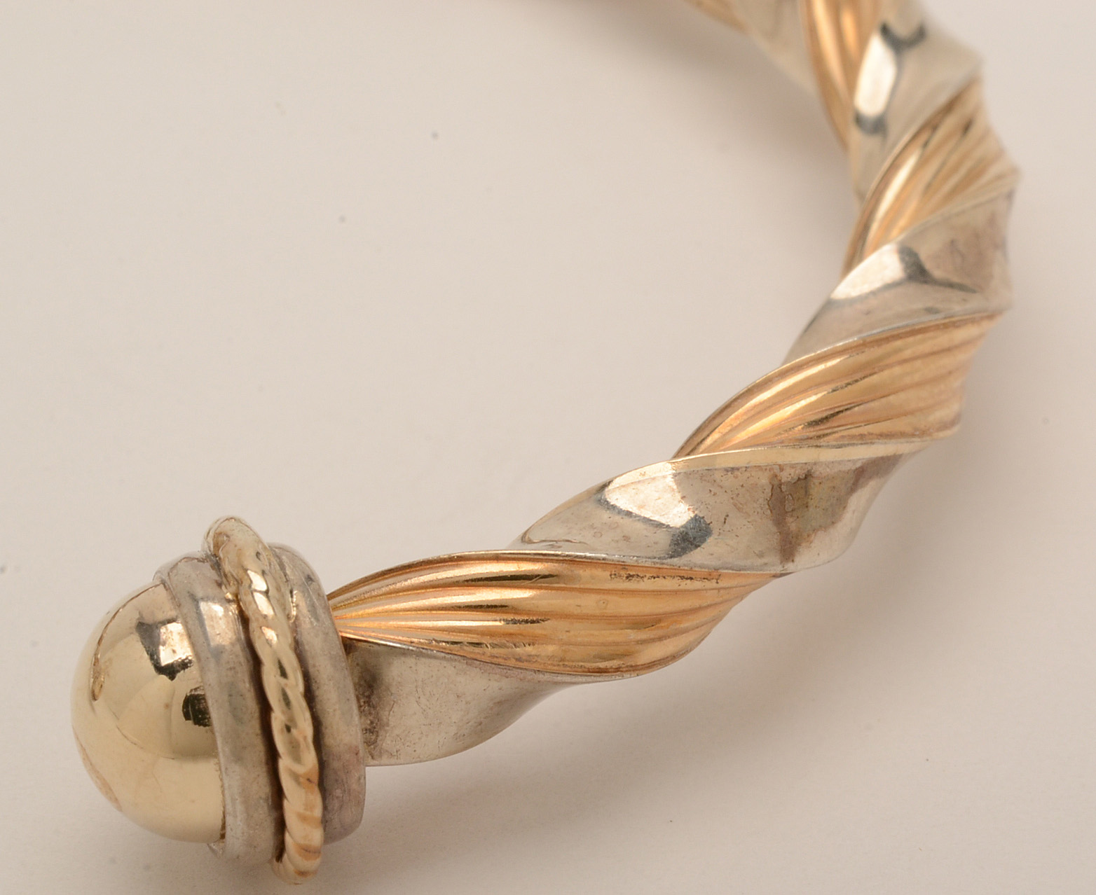 Peter Brams Designs Sterling and 14K Yellow Gold Bangle Bracelet