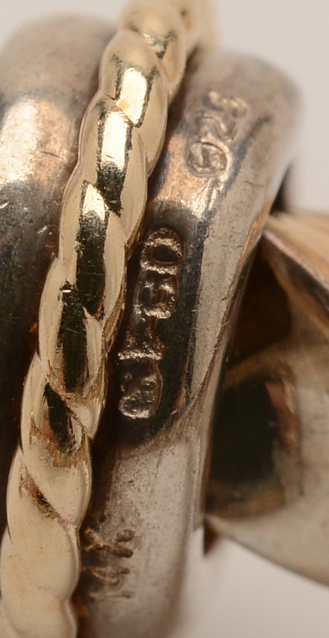 Peter Brams Designs Sterling and 14K Yellow Gold Bangle Bracelet