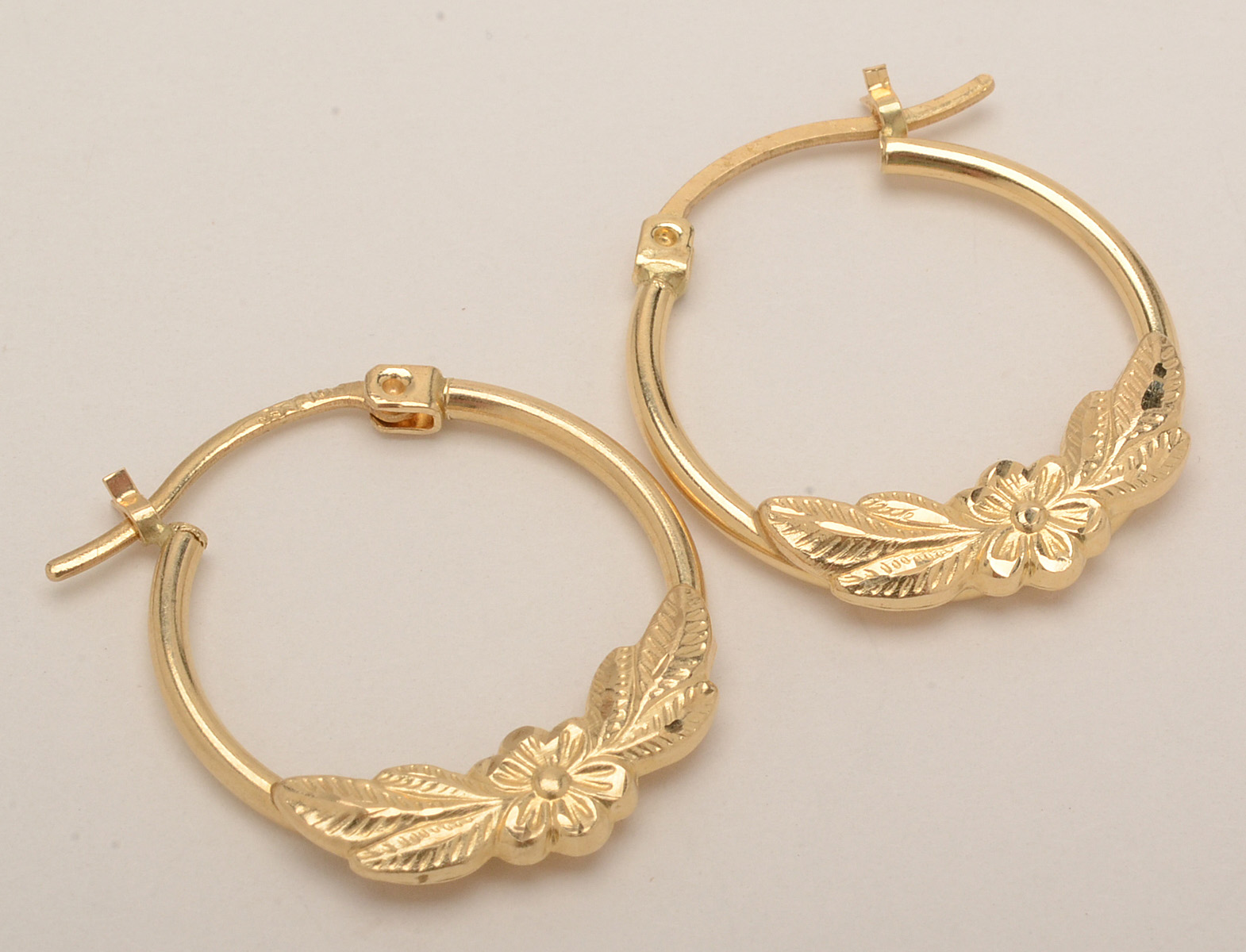 10K Yellow Gold Diamond Knot Ring and 10K Gold Hoop Earrings