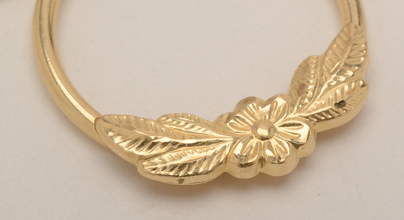 10K Yellow Gold Diamond Knot Ring and 10K Gold Hoop Earrings