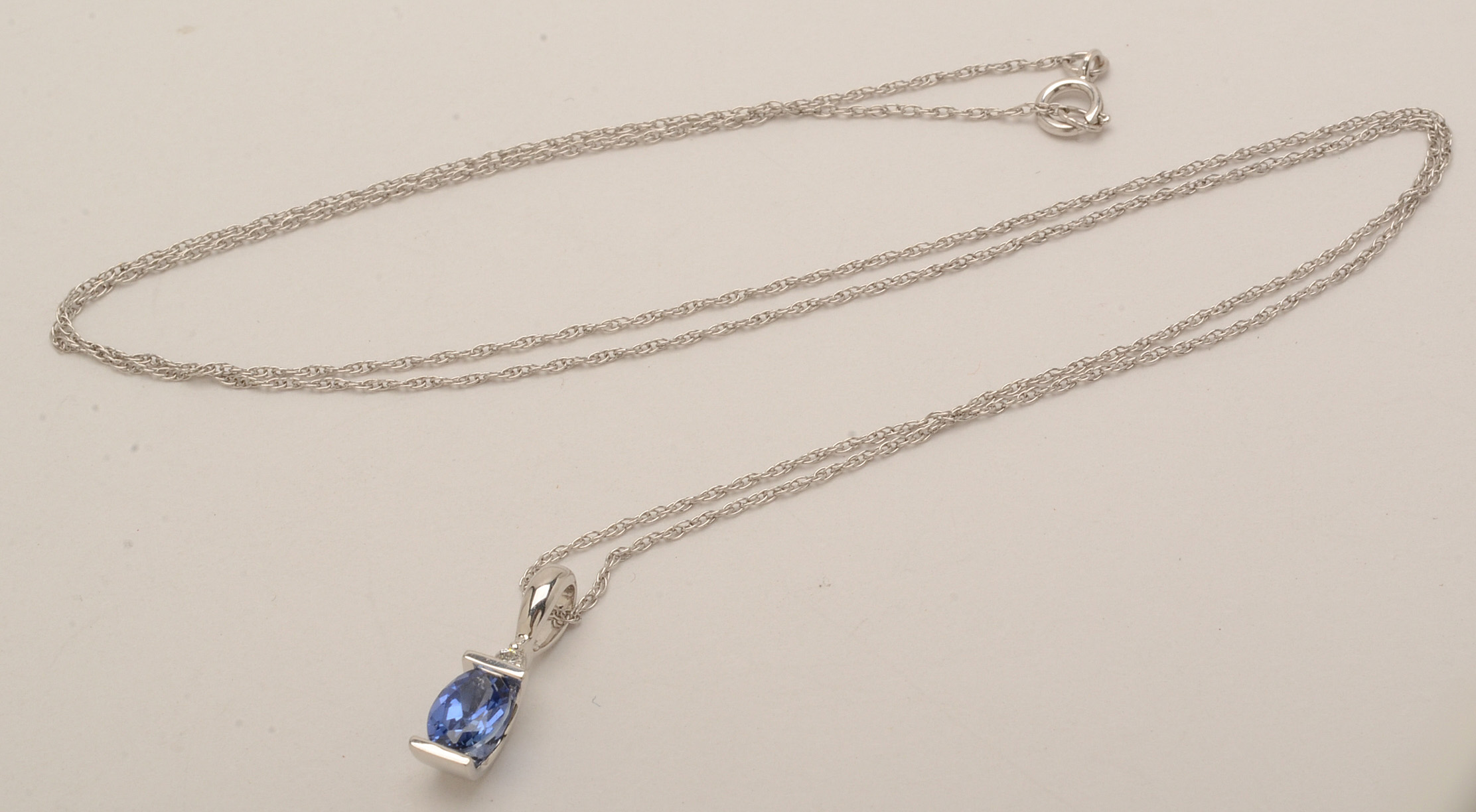 10K White Gold Diamond and Synthetic Sapphire Demi-Parure Set