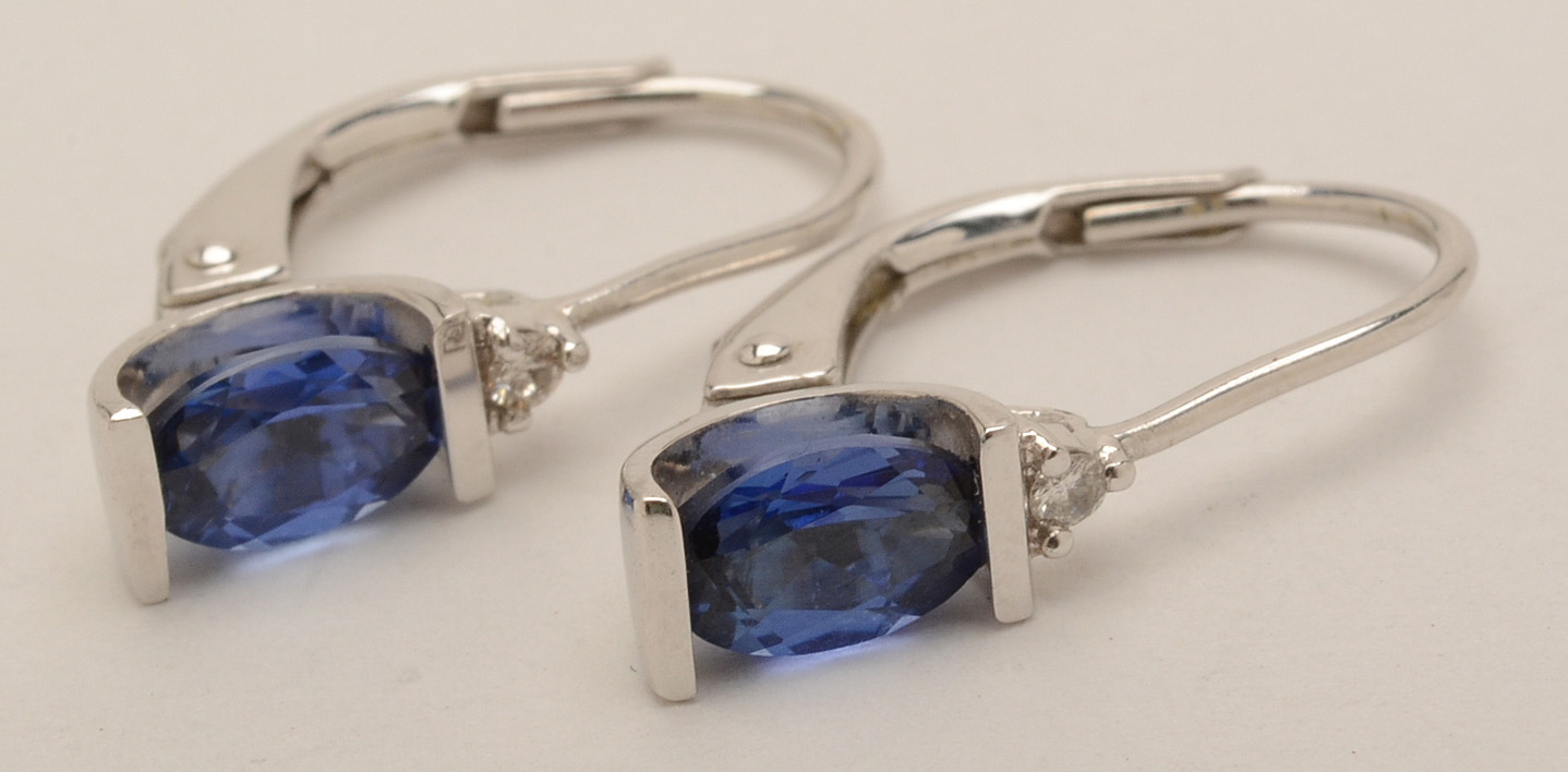 10K White Gold Diamond and Synthetic Sapphire Demi-Parure Set