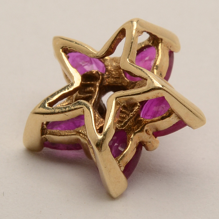 10K Yellow Gold Diamond and Ruby Star Slide Pendant