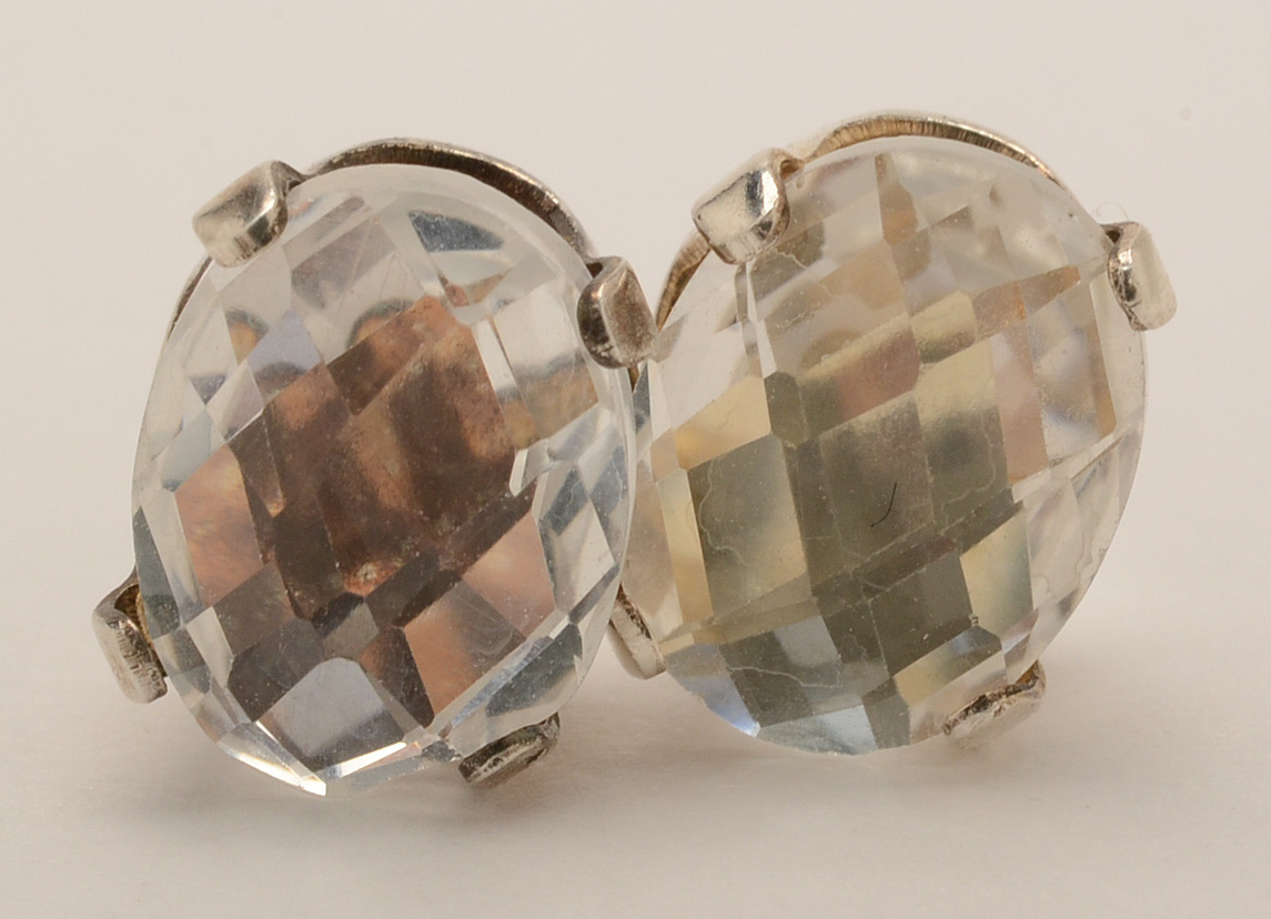 Sterling Silver White Topaz Pendant Necklace and Pierced Earrings