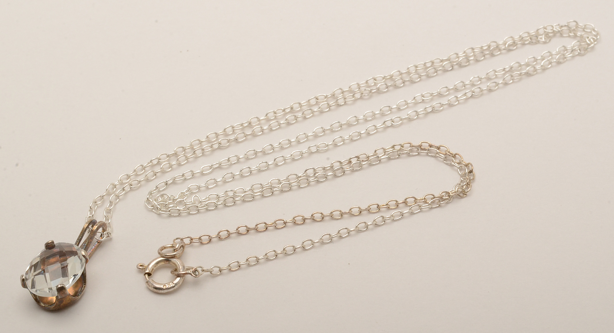 Sterling Silver White Topaz Pendant Necklace and Pierced Earrings