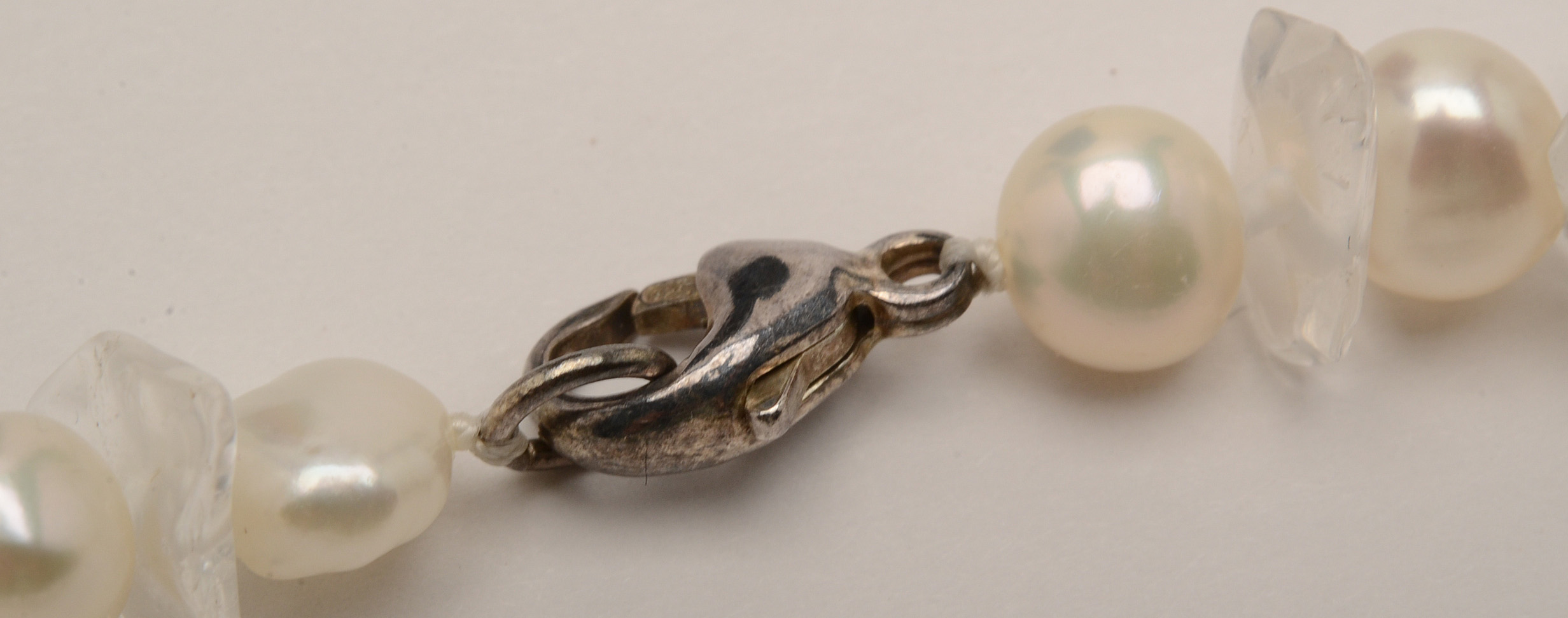 Two Tumbled Rough Rock Crystal Quartz Beaded Necklaces