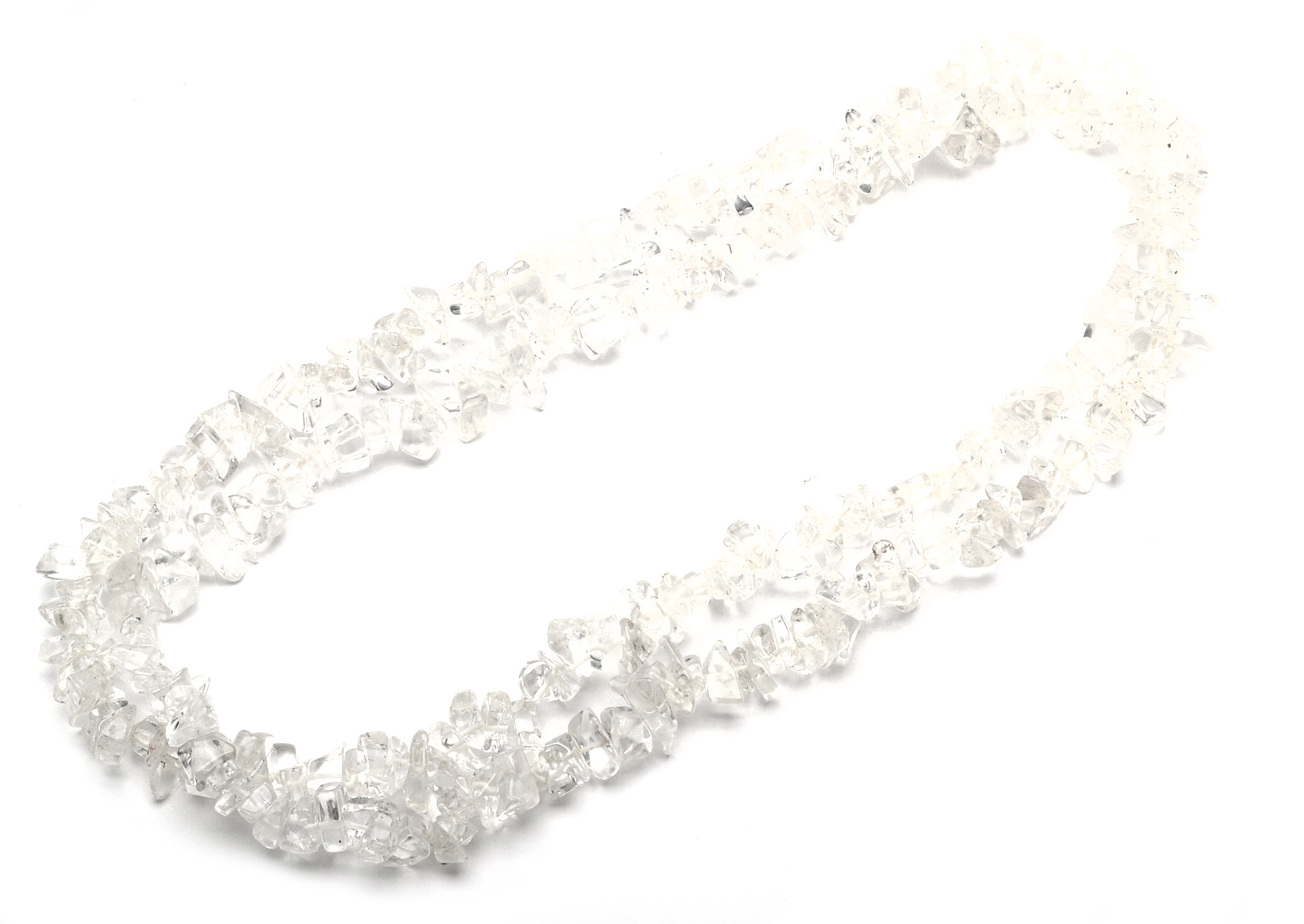 Two Tumbled Rough Rock Crystal Quartz Beaded Necklaces