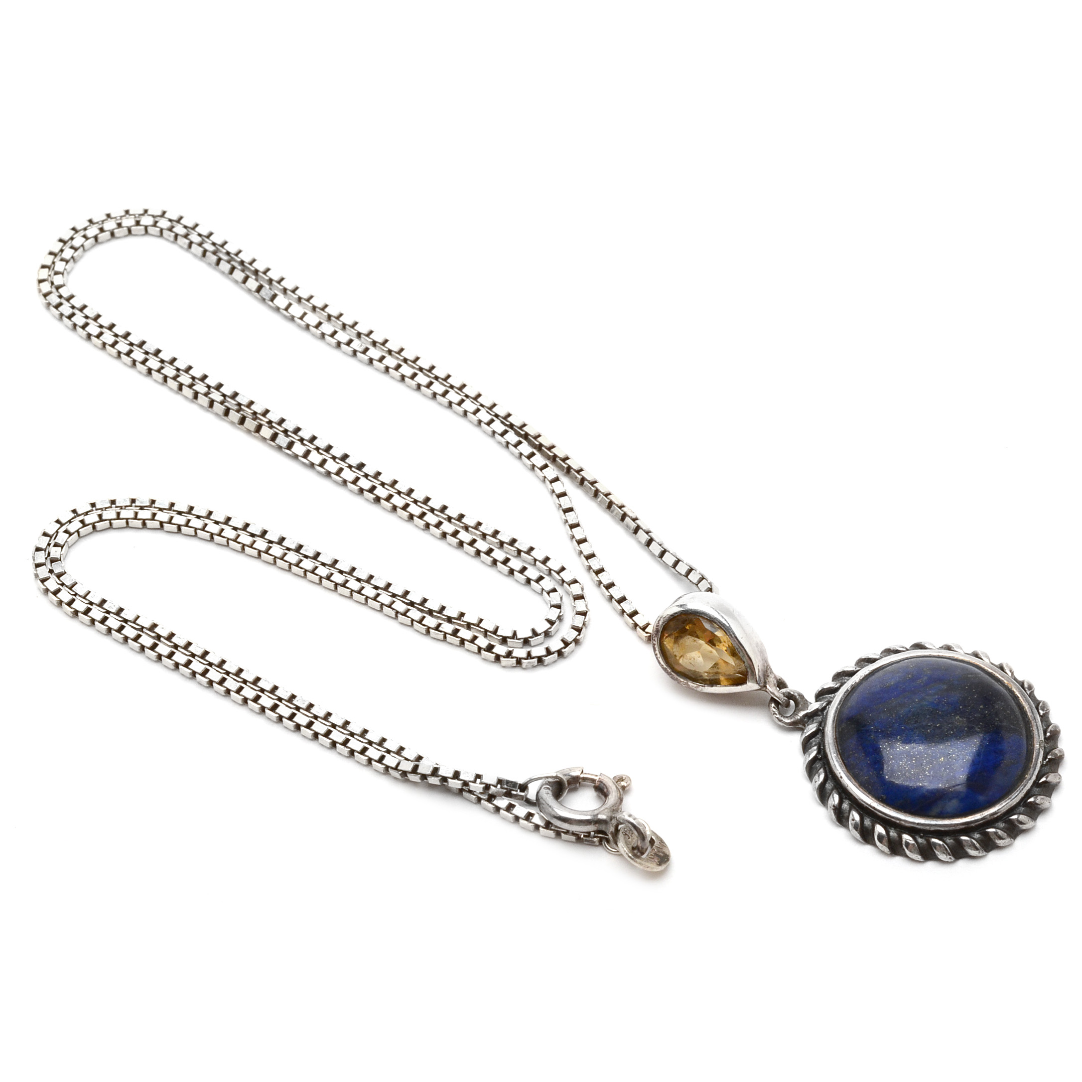 Sterling Silver Lapis Lazuli Drop Pendant Necklace