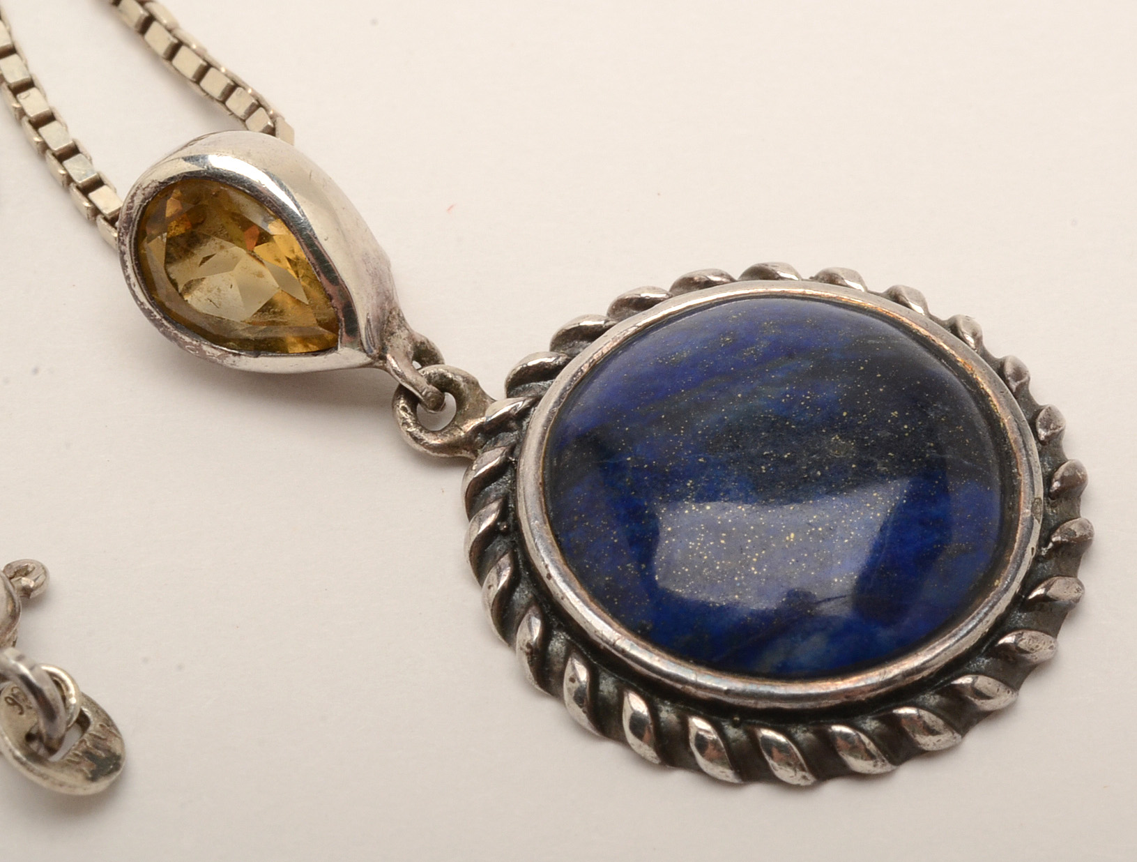Sterling Silver Lapis Lazuli Drop Pendant Necklace