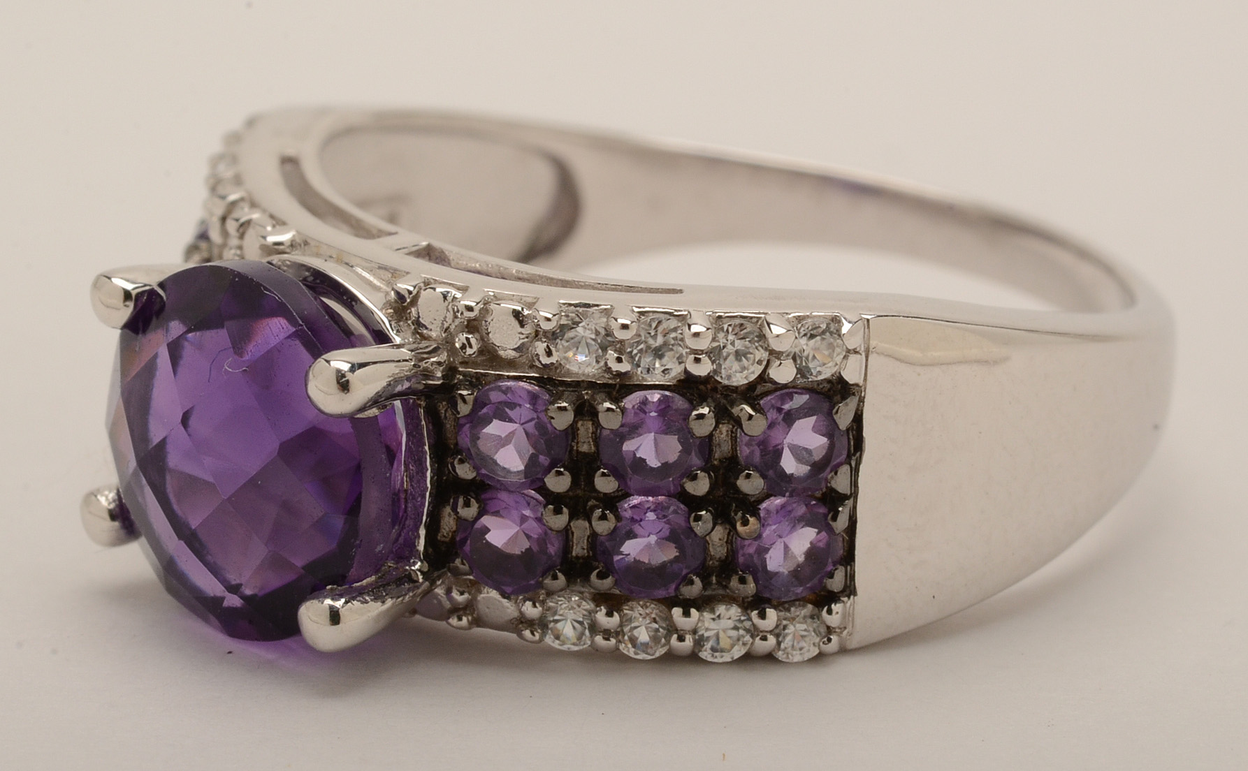 Sterling Silver Peridot Ring and Sterling Amethyst and Topaz Ring