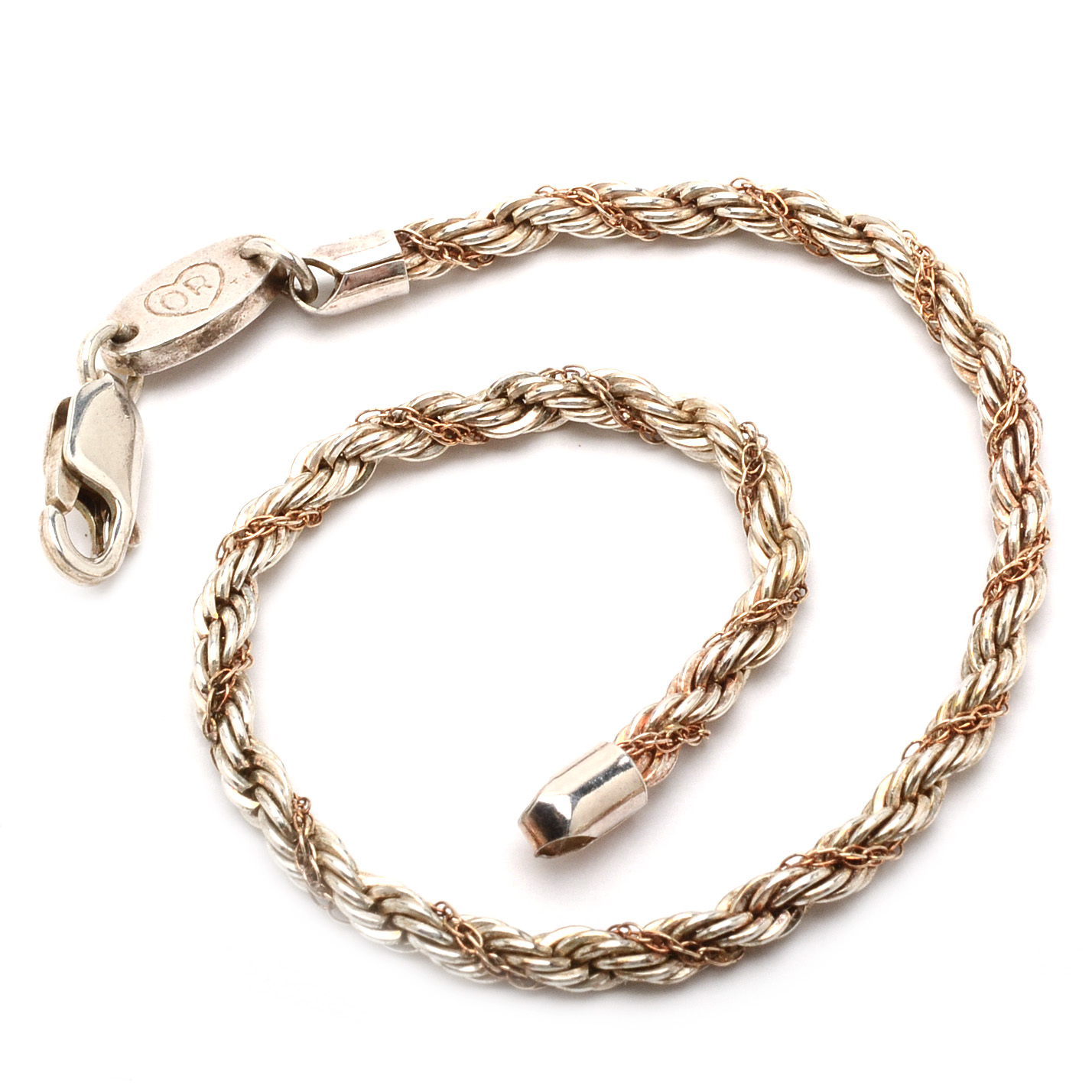 Sterling Silver and 14K Yellow Gold Chain Bracelet
